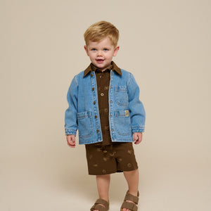 Printed Linen Mix Shorts - Kids - Dark Brown | 101171 William