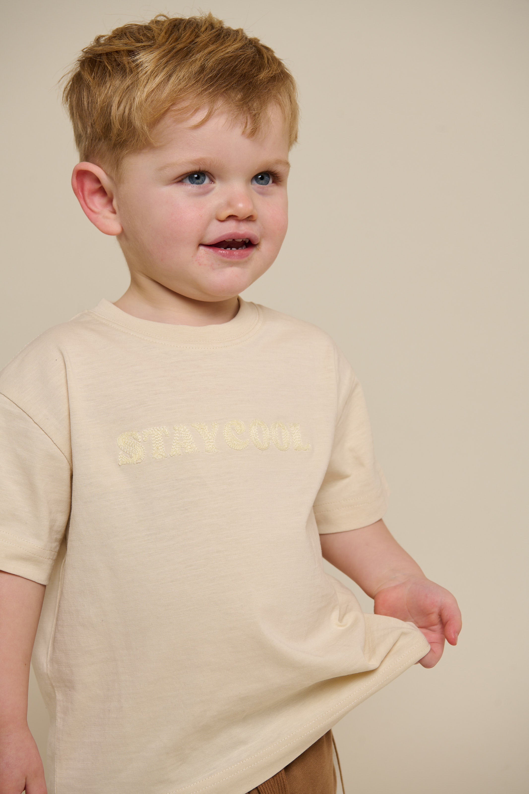Slub jersey Embroidery T-shirt - Kids - Off White | 101159 Villum