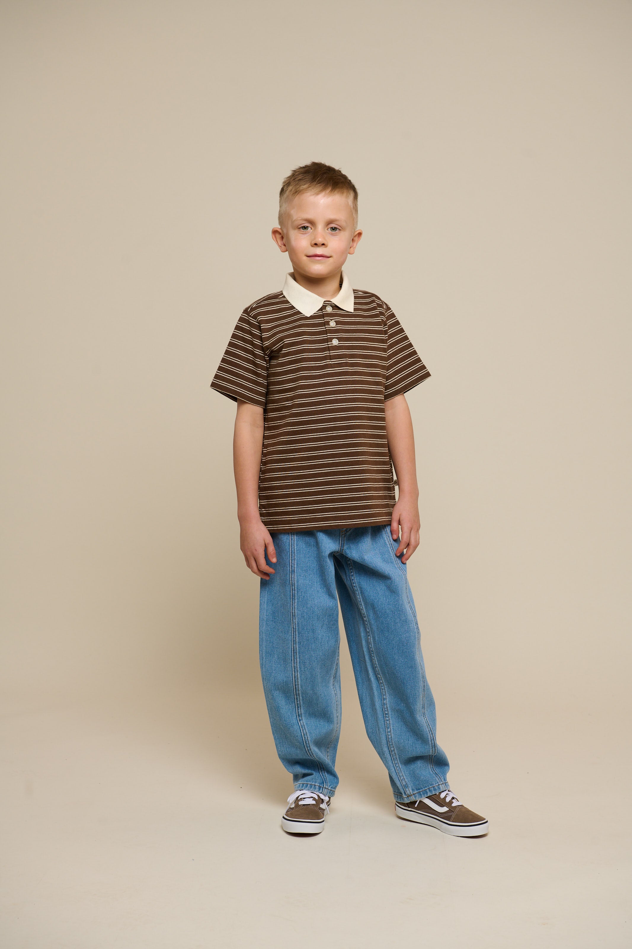 Striped Jersey Poloshirt - Tween - Dark Brown | 101174 Otto