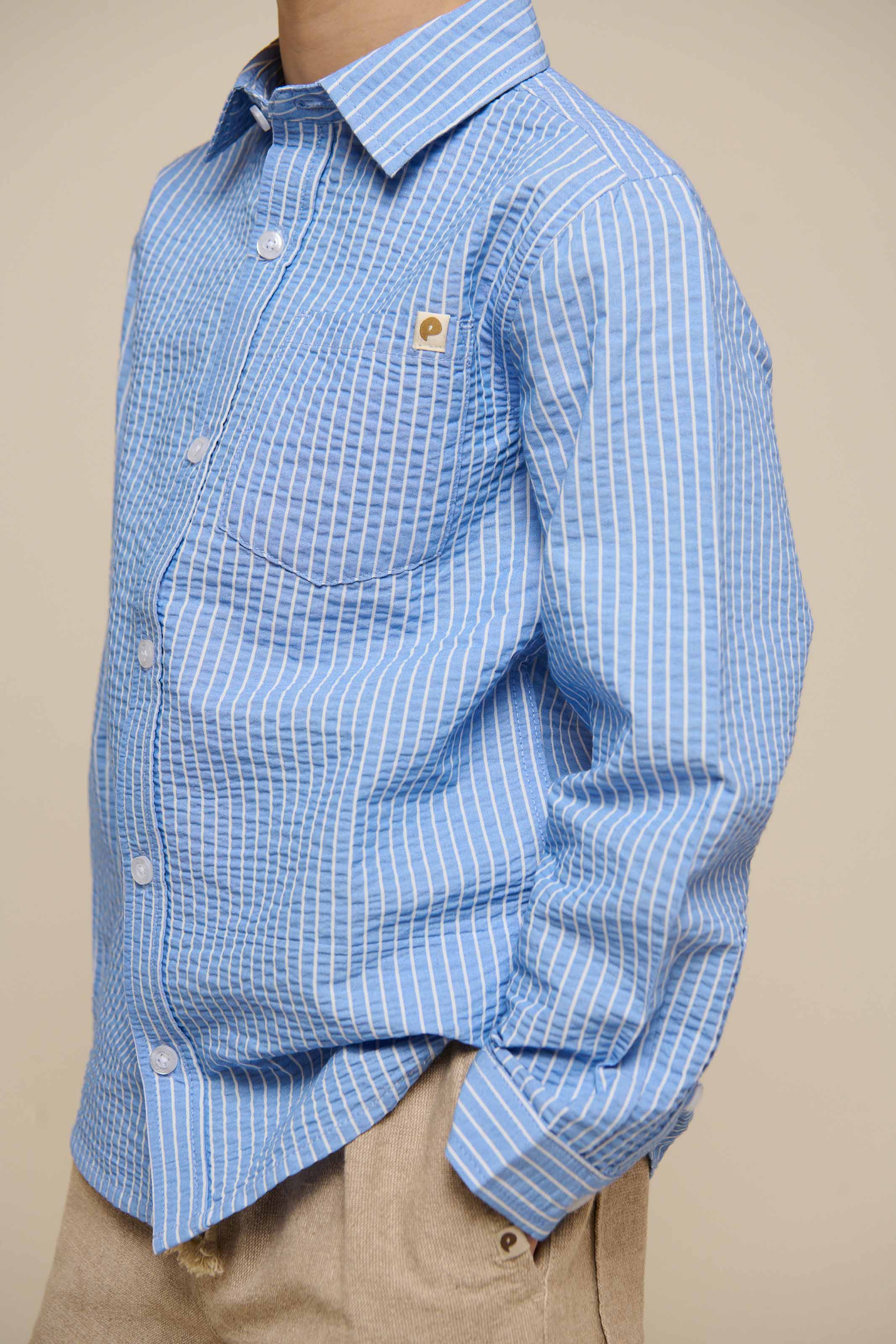 Striped Seersucker Shirt - Tween - Blue Stripe | 101347 Patrick