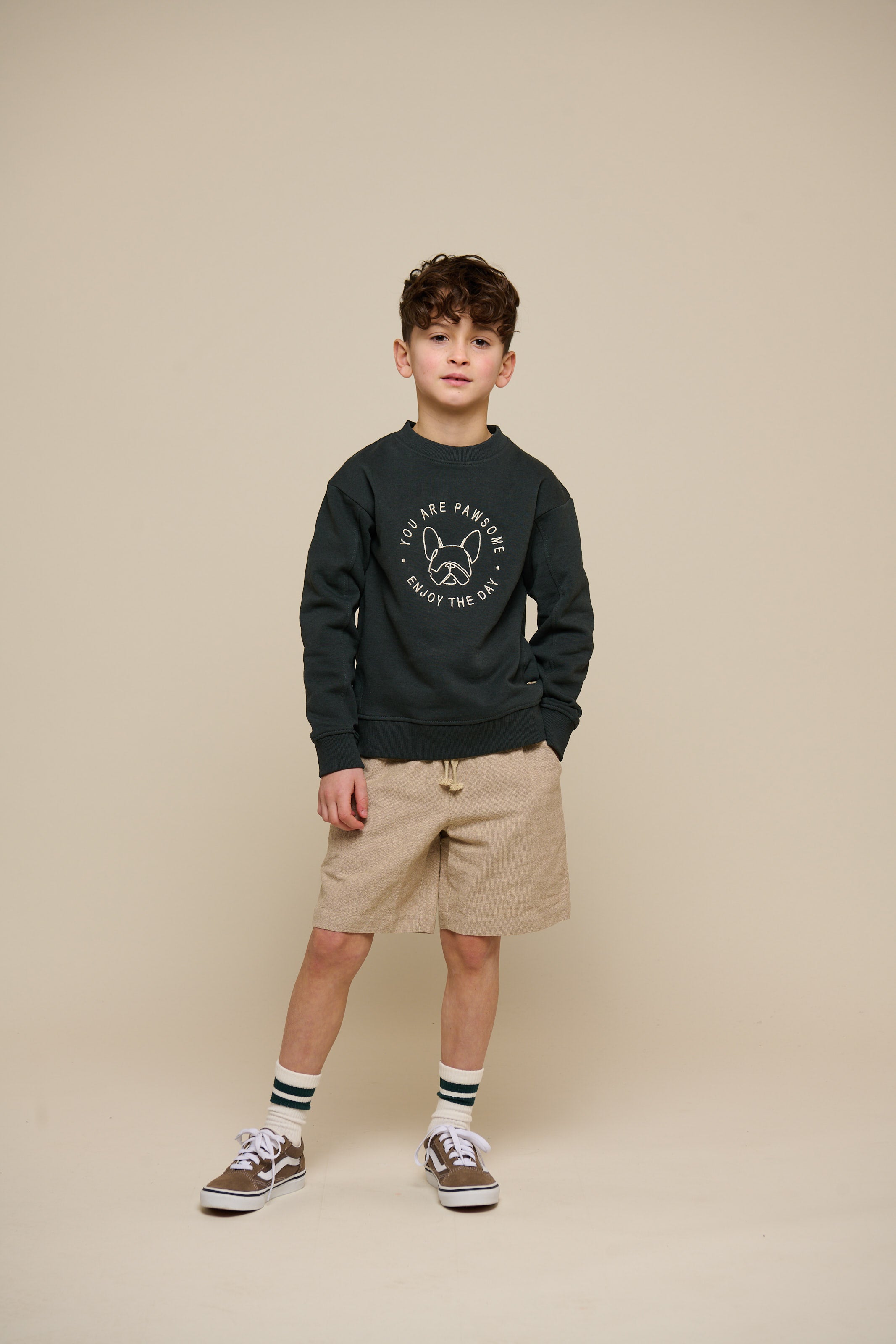 Textured Woven Cotton Shorts - Tween - Sand | 101198 Walter