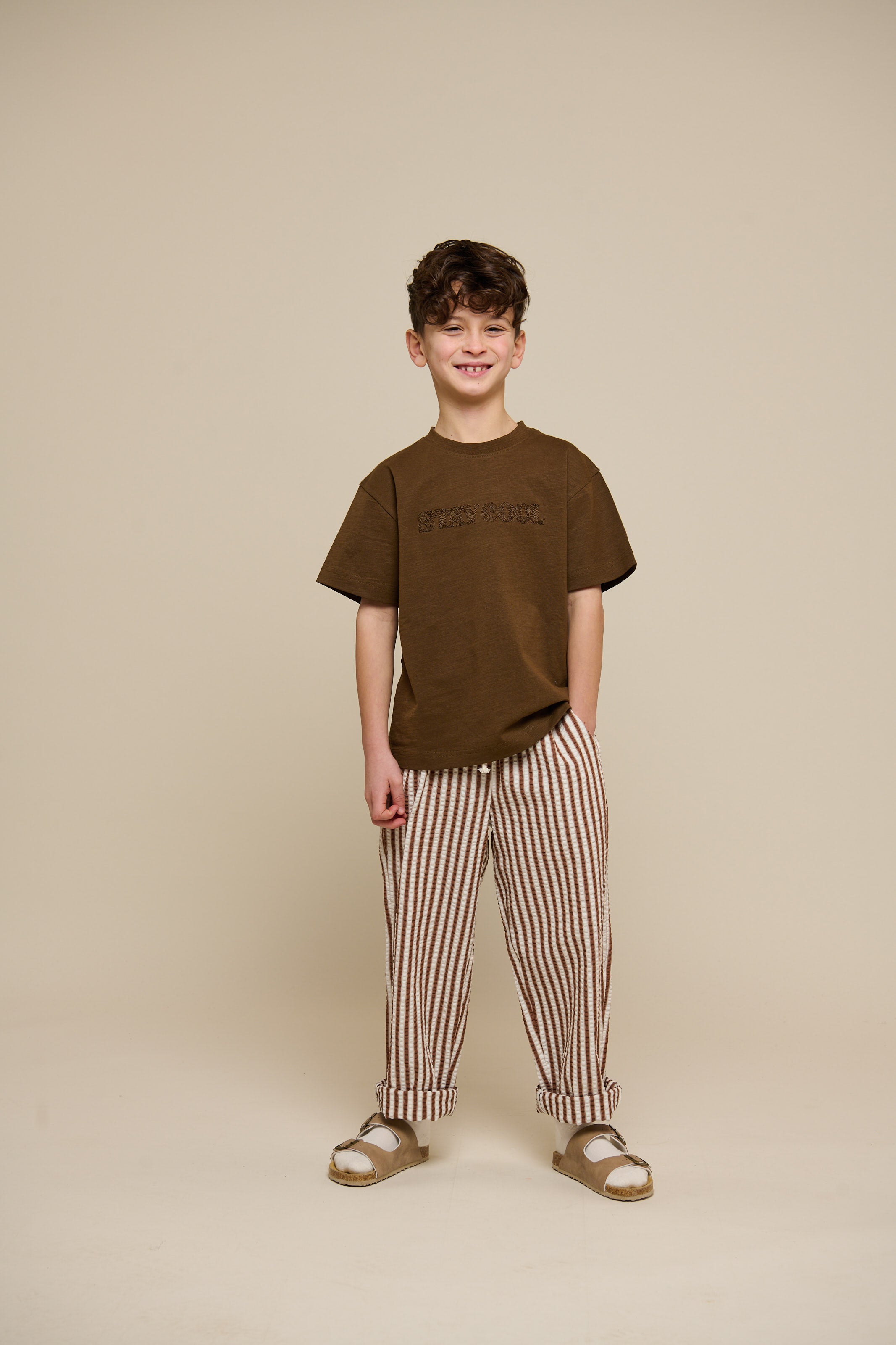 Striped Seersucker Trousers - Tween - Brown | 101190 Frank