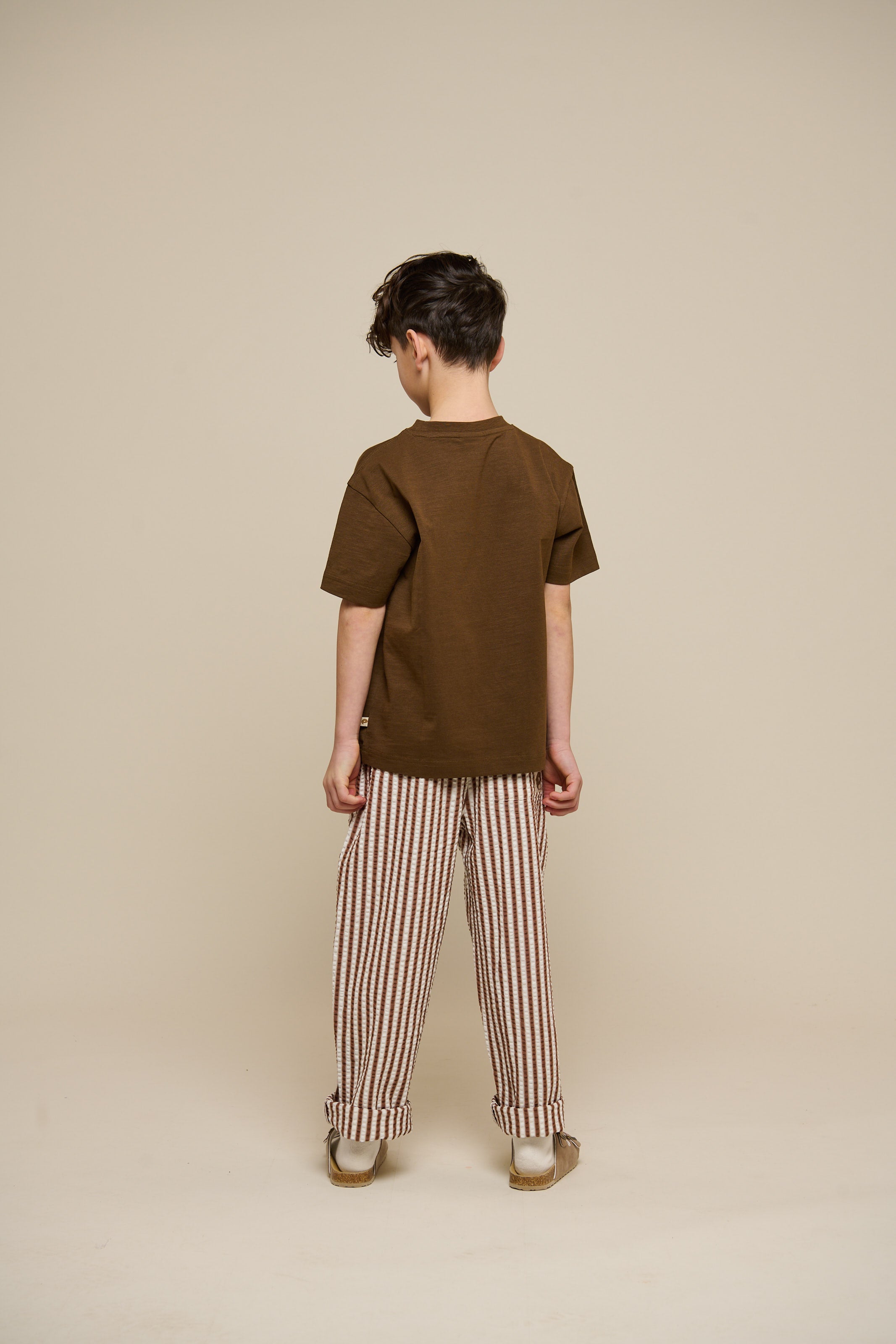 Slub jersey Embroidery T-shirt - Tween - Dark Brown | 101158 Villum