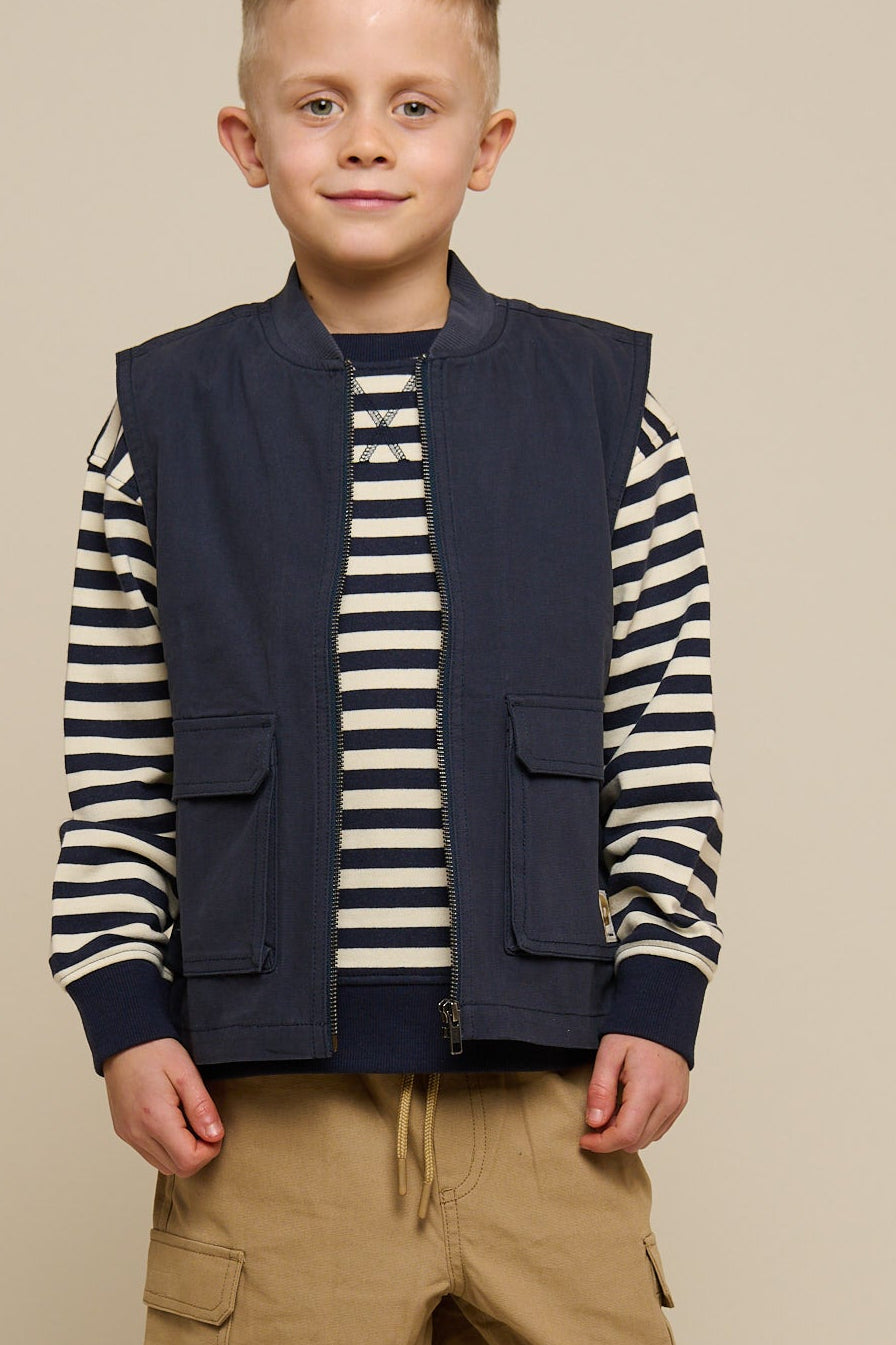 Striped Crewneck Sweatshirt - Tween - Navy Stripe | 101345 Cole