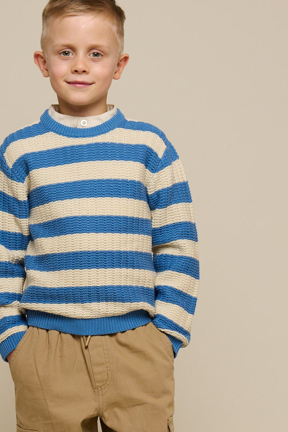 Knit Striped - Tween - Dusty Blue / Offwhite | 101284 Brady