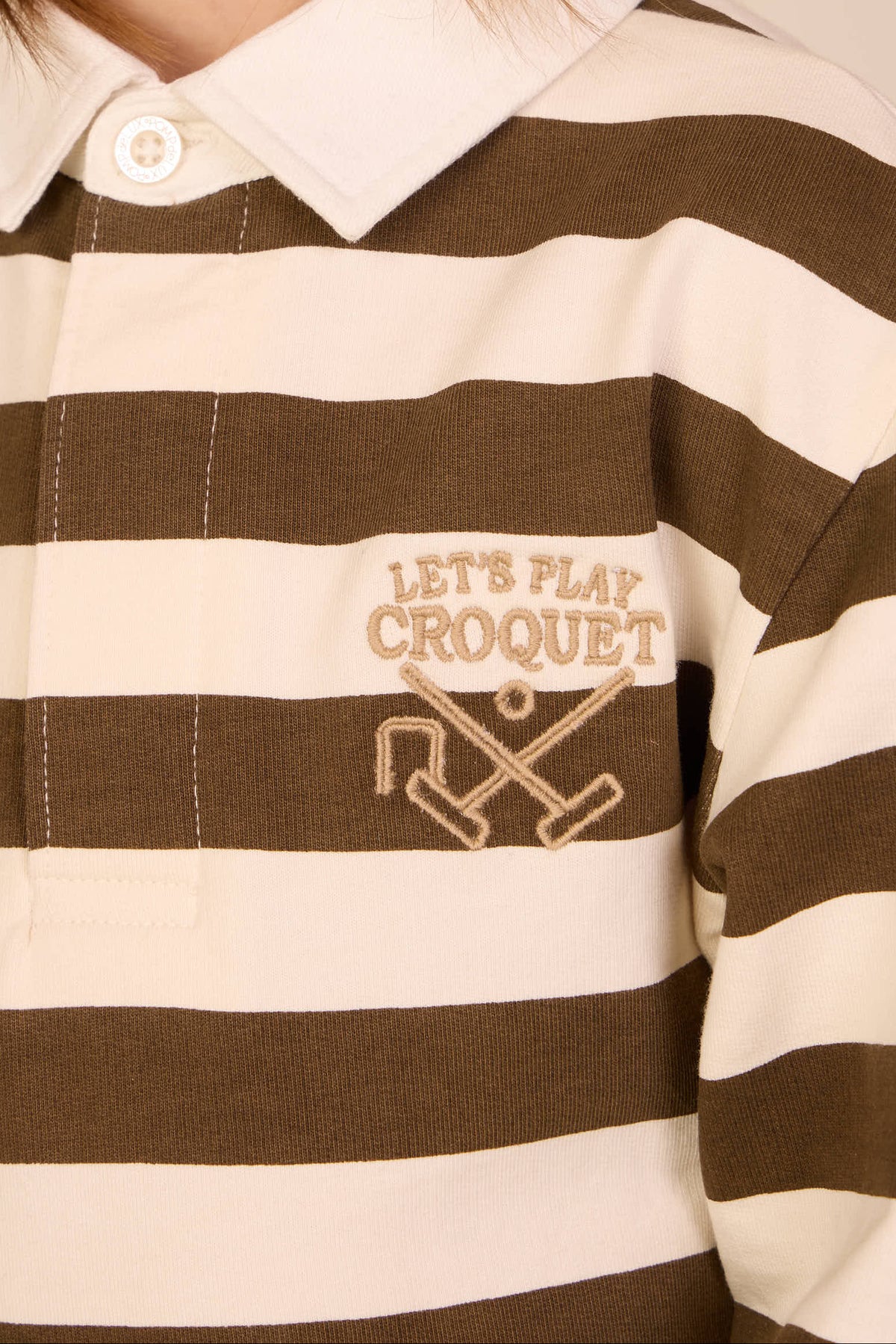 Striped Polo Sweatshirt - Kids - Dark Brown/Offwhite | 101397 Marco