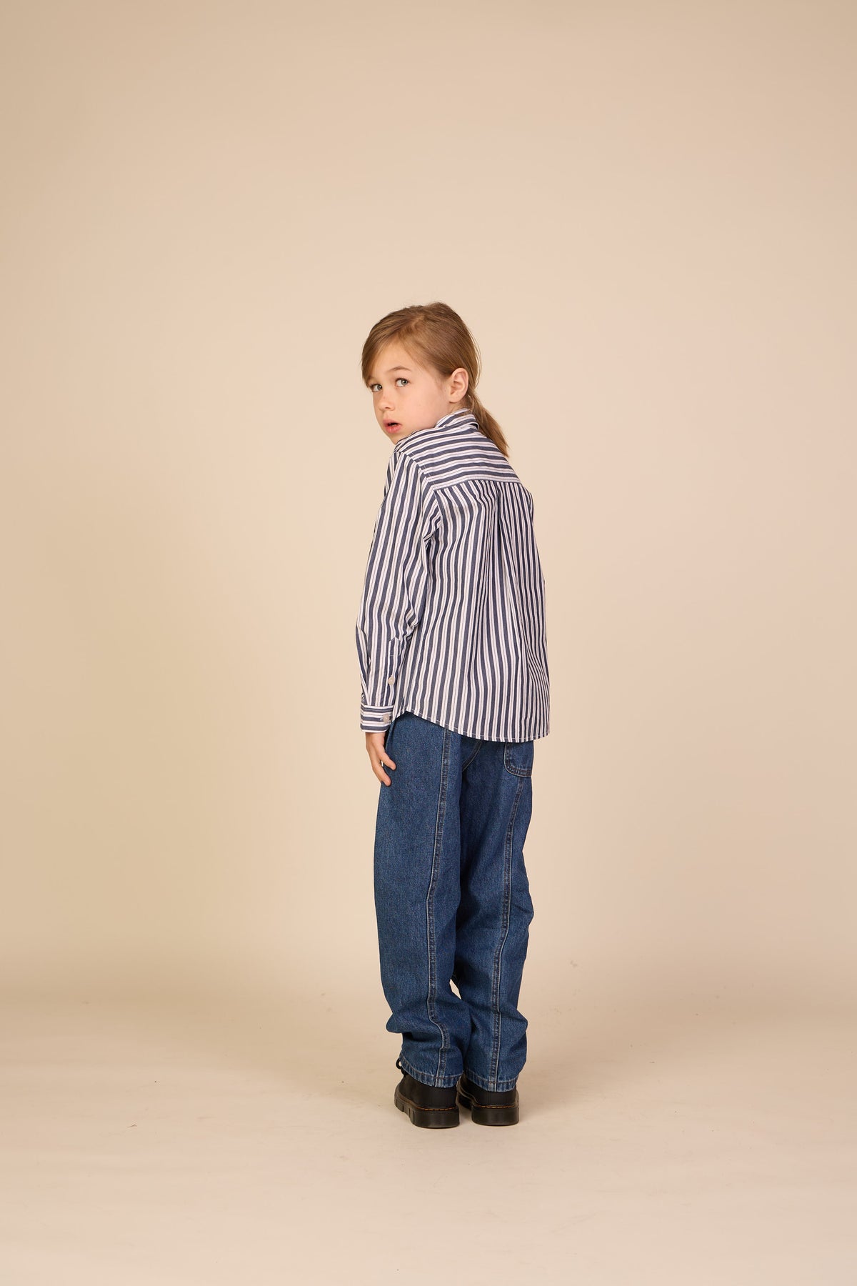 Striped Cotton Shirt - Tween - Navy Stripe | 101654 Milo