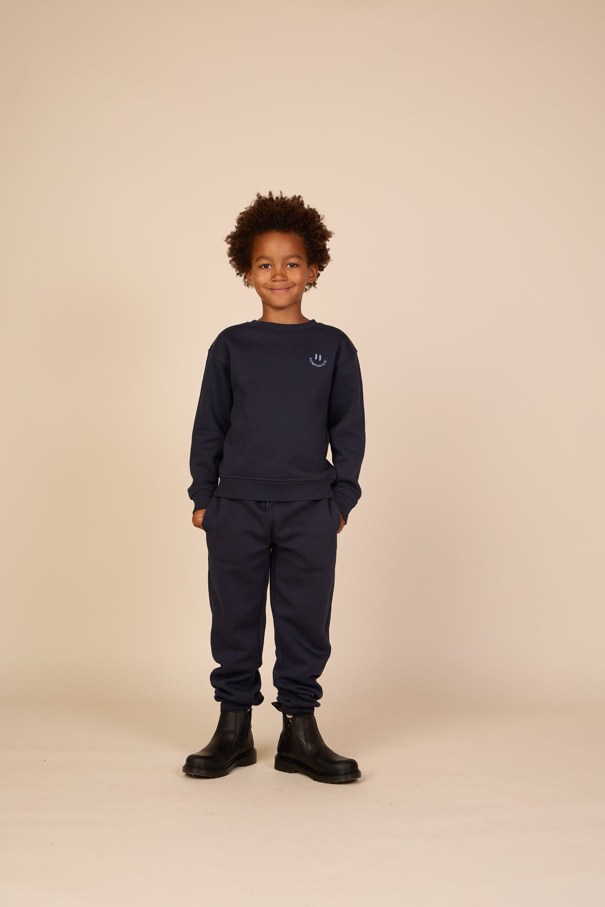 Smiley Crew Neck Sweatshirt - Tween - Navy | 101574 Andrew