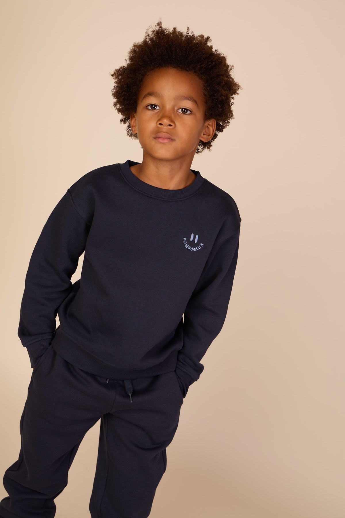 Smiley Crew Neck Sweatshirt - Tween - Navy | 101574 Andrew