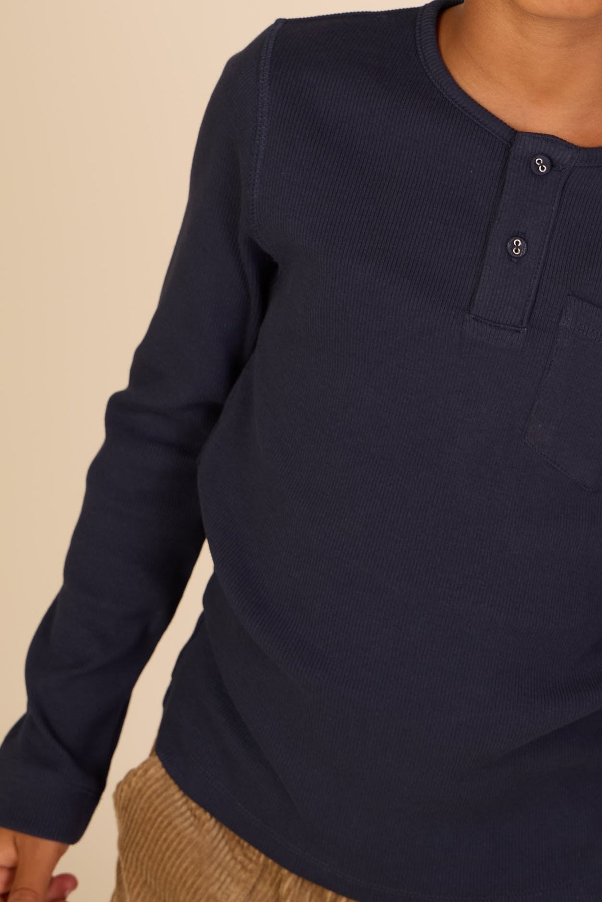 Ribbed Long-Sleeve Henley T-Shirt - Kids - Navy | 101591 Conrad