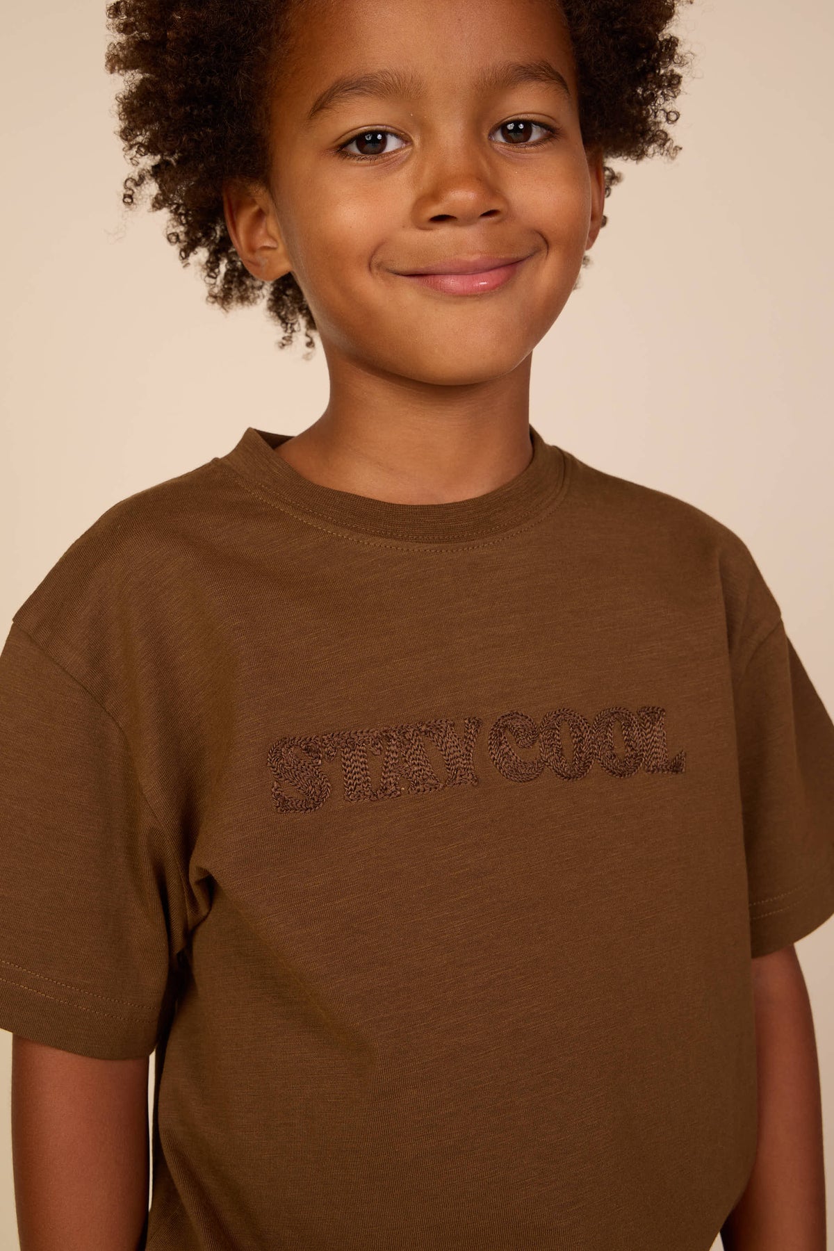 Slub jersey Embroidery T-shirt - Tween - Dark Brown | 101158 Villum