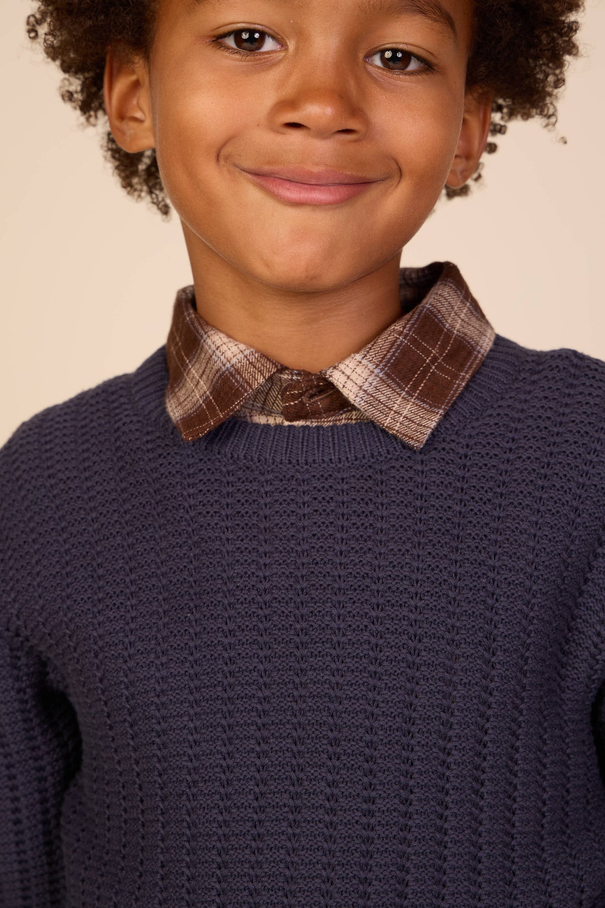 Checked Flannel Shirt - Tween - Brown/Navy | 101652 Edwin