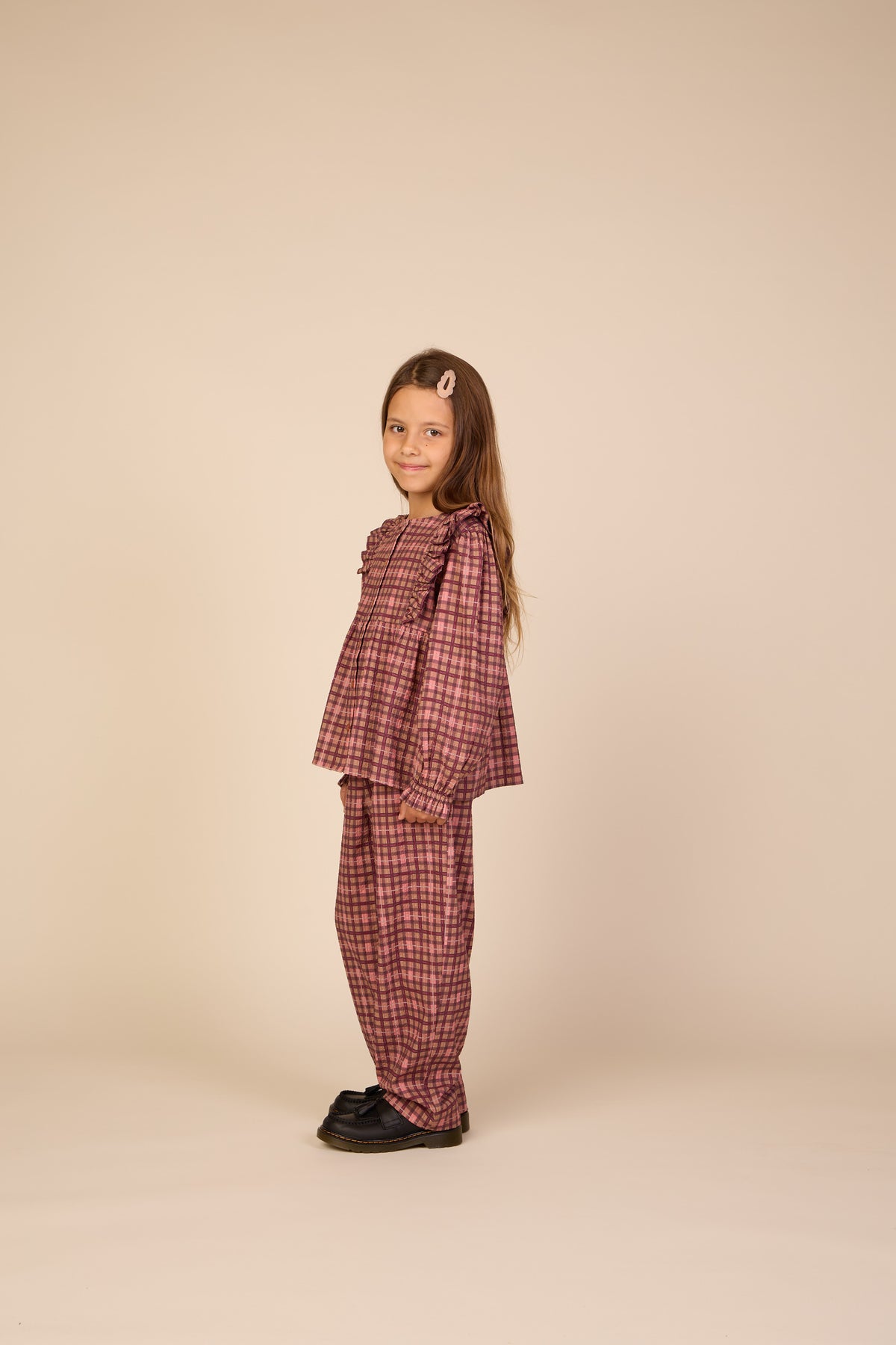 Checked Cotton Frill Blouse - Tween - Rose | 101494 Penny