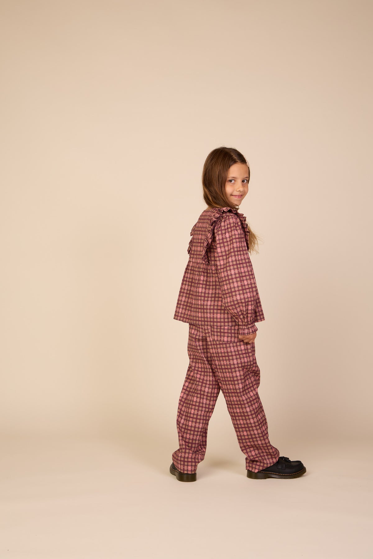 Checked Cotton Trousers - Tween - Rose | 101490 Penny