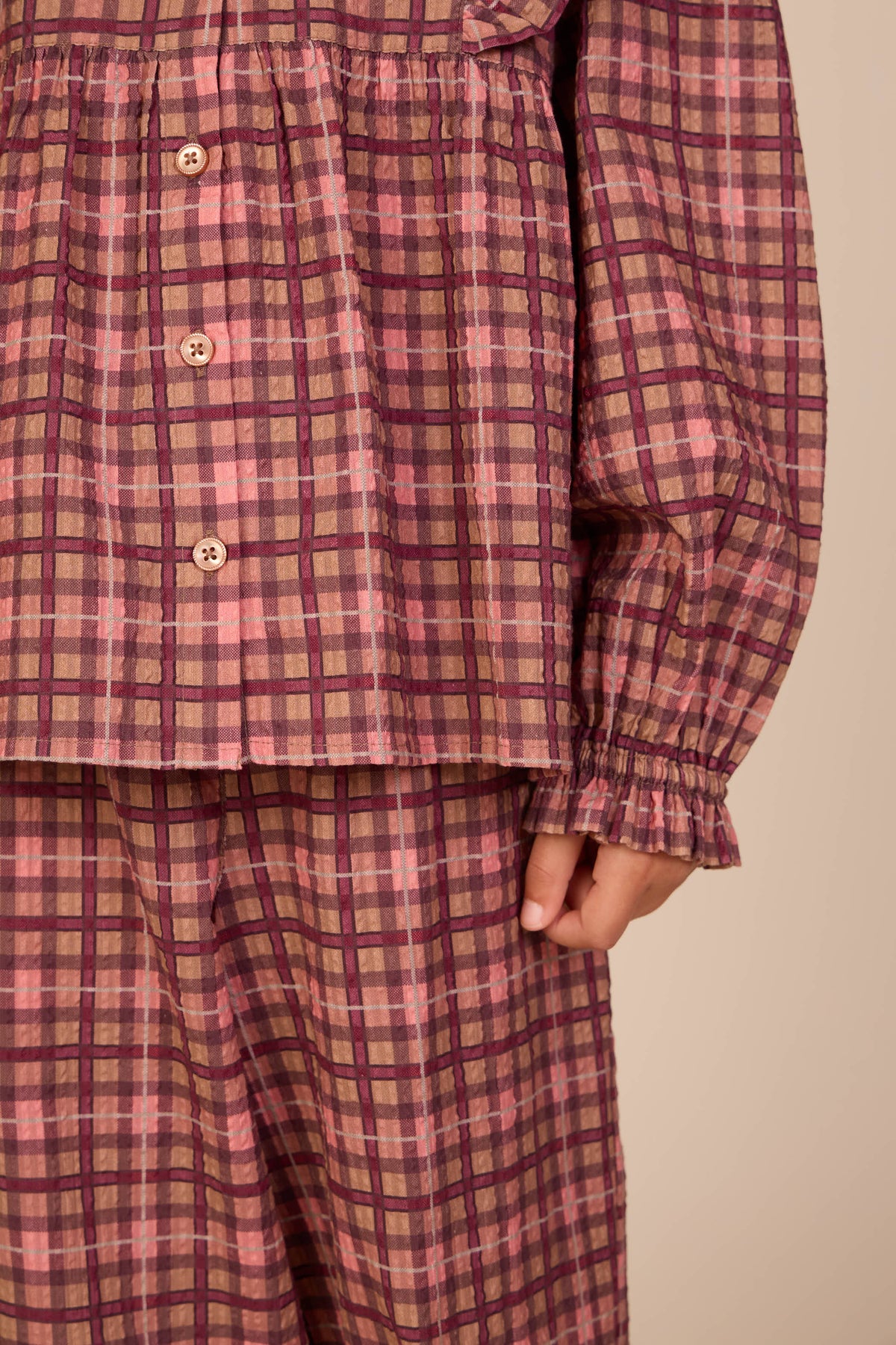 Checked Cotton Trousers - Kids - Rose | 101489 Penny