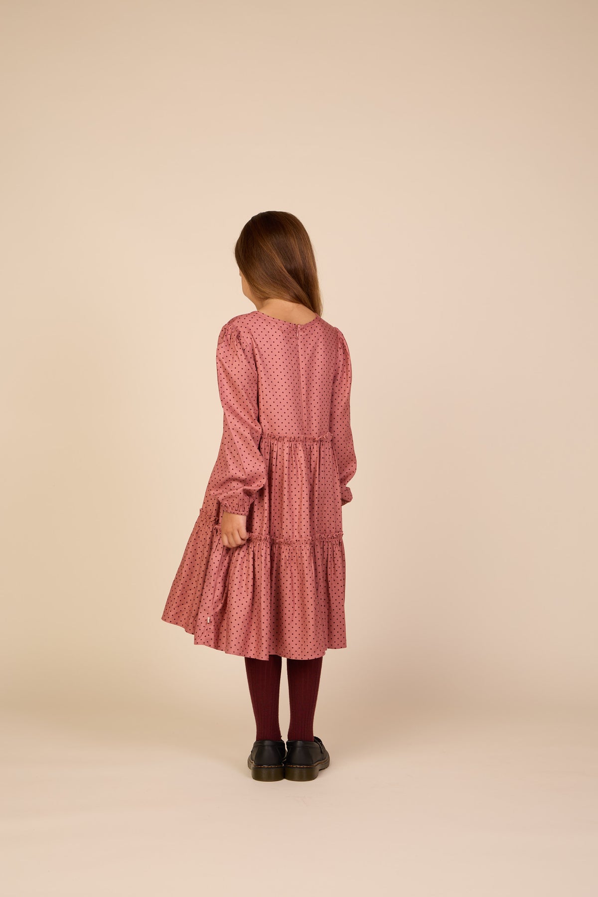Dotted Viscose Midi Dress - Tween - Dusty Rose/Bordeaux | 101657 Feline