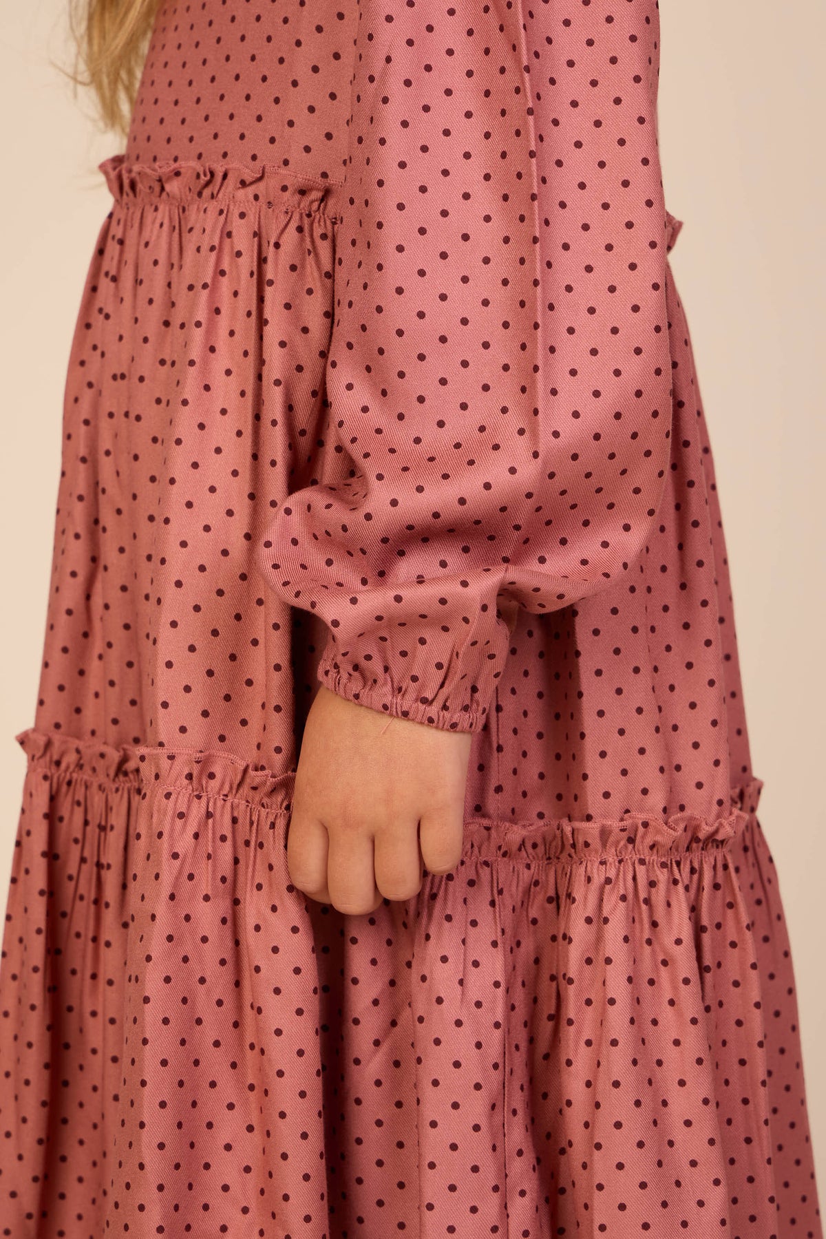 Dotted Viscose Midi Dress - Tween - Dusty Rose/Bordeaux | 101657 Feline