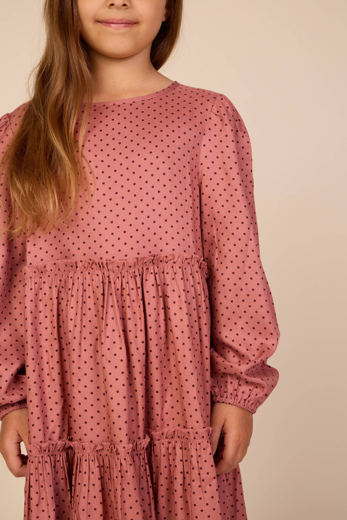 Dotted Viscose Midi Dress - Tween - Dusty Rose/Bordeaux | 101657 Feline