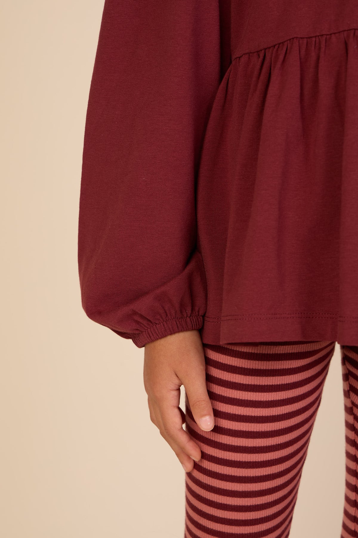 Striped Rib Leggings - Tween - Dusty Rose/Bordeaux | 101613 Gloria