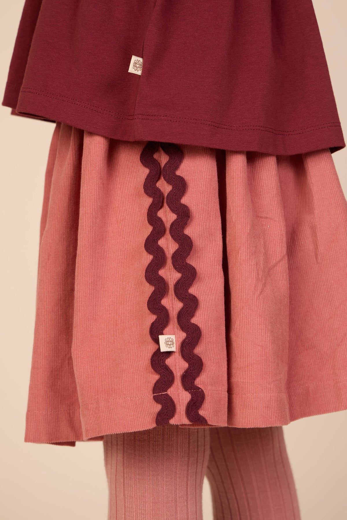 Ric Rac Corduroy Skirt - Kids - Dusty Rose | 101479 Sille