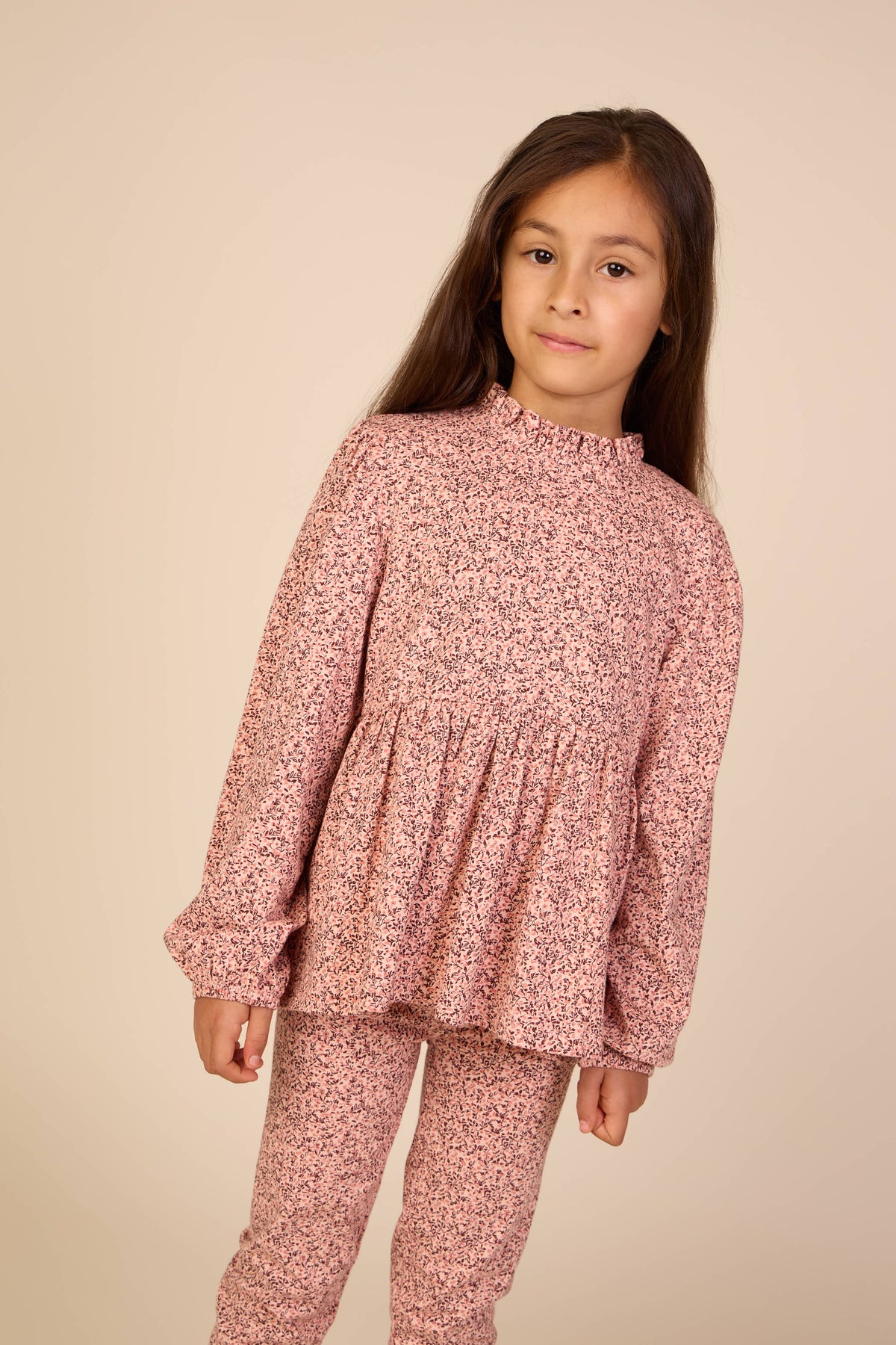 Printed Peplum Jersey Blouse - Tween - Rose/Bordeaux | 101544 Heidi