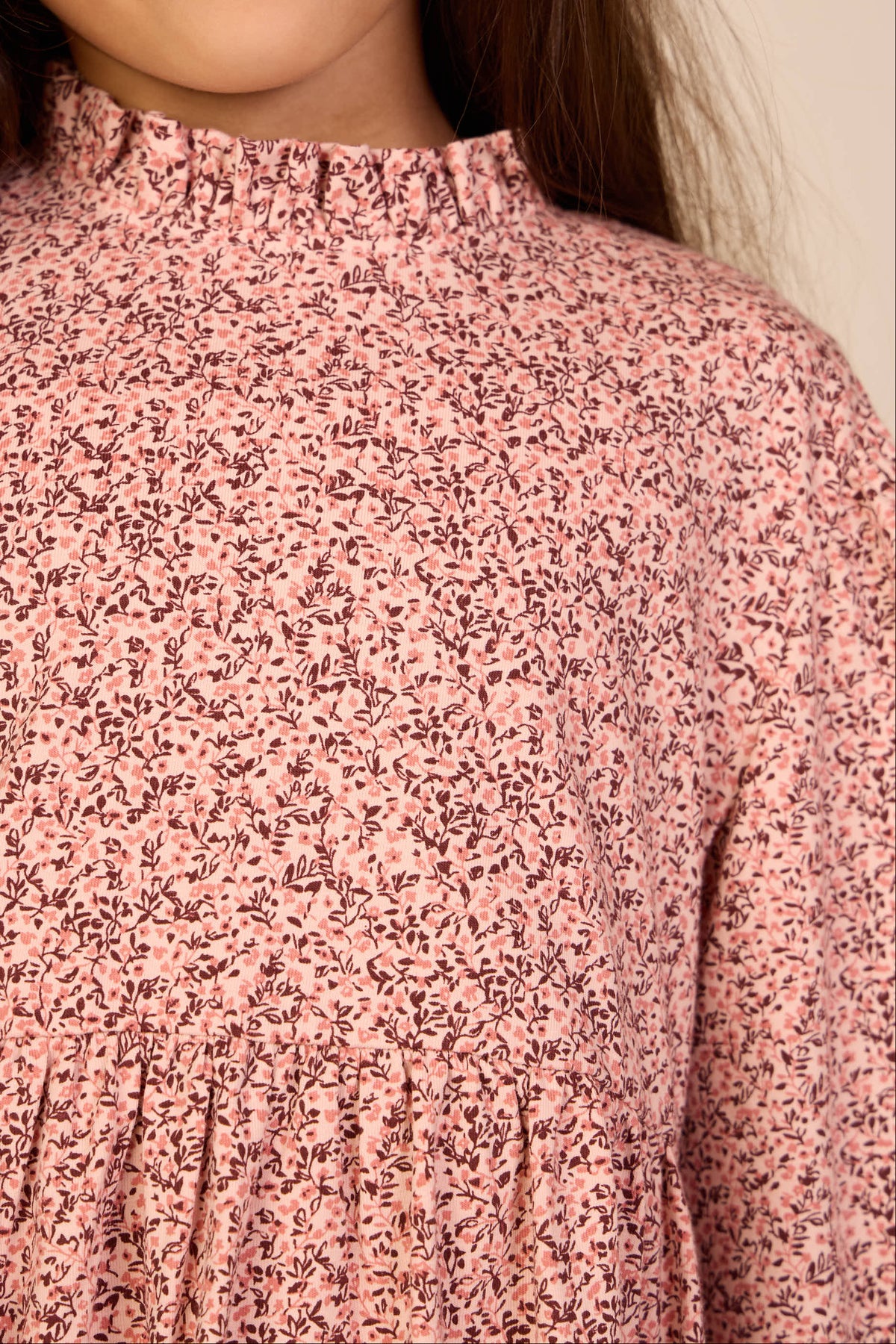 Printed Peplum Jersey Blouse - Kids - Rose/Bordeaux | 101543 Heidi