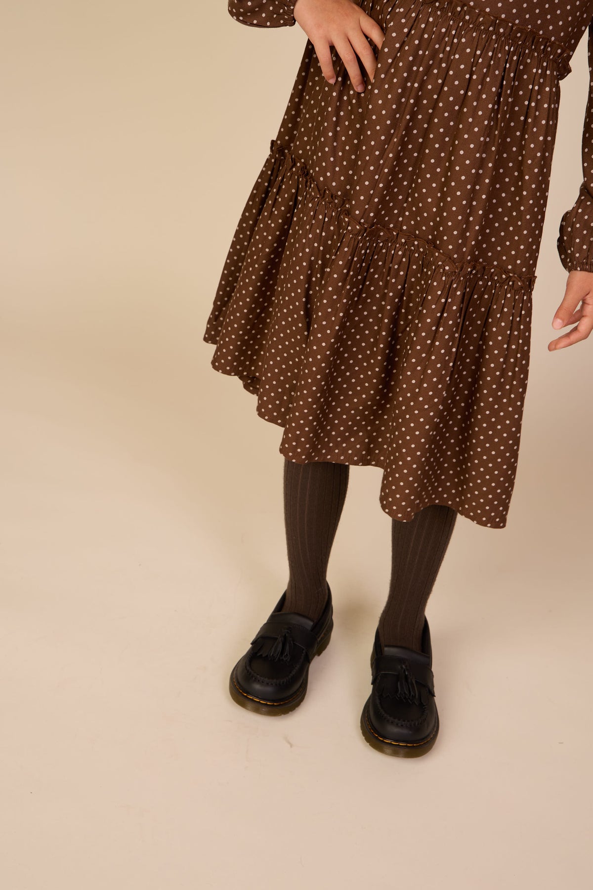 Dotted Viscose Midi Dress - Tween - Brown/Offwhite | 101658 Feline