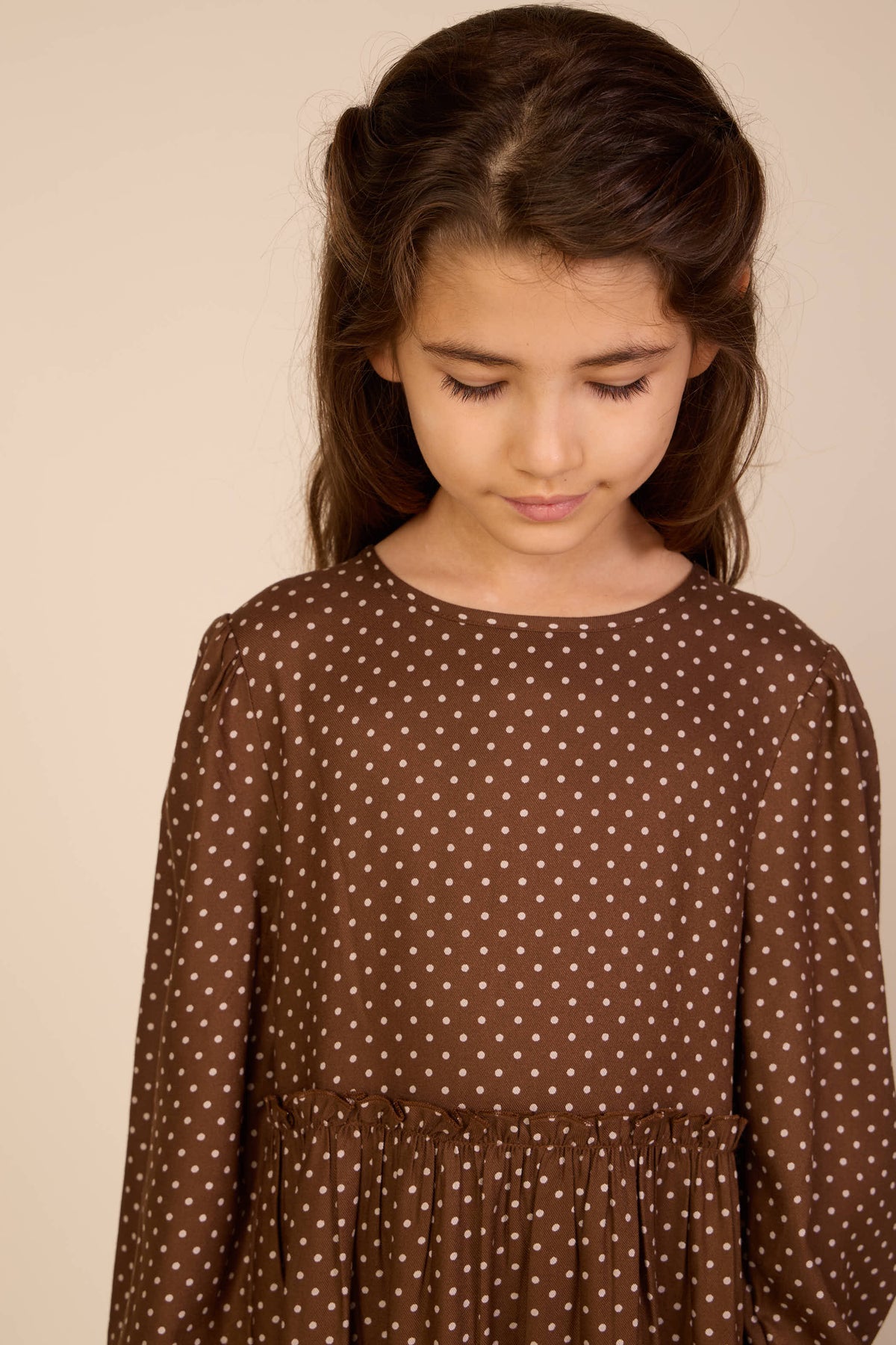 Dotted Viscose Midi Dress - Tween - Brown/Offwhite | 101658 Feline