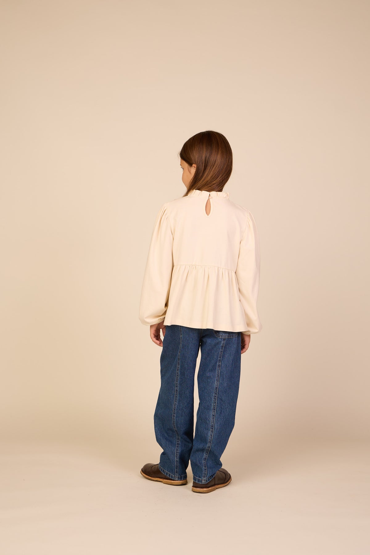 Solid Peplum Jersey Blouse - Tween - Offwhite | 101546 Heidi