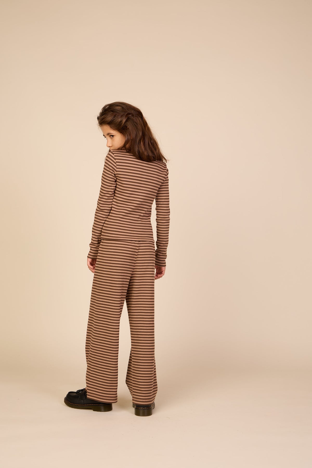 Striped Rib Long-Sleeve T-Shirt - Tween - Brown/Light Brown | 101615 Gloria
