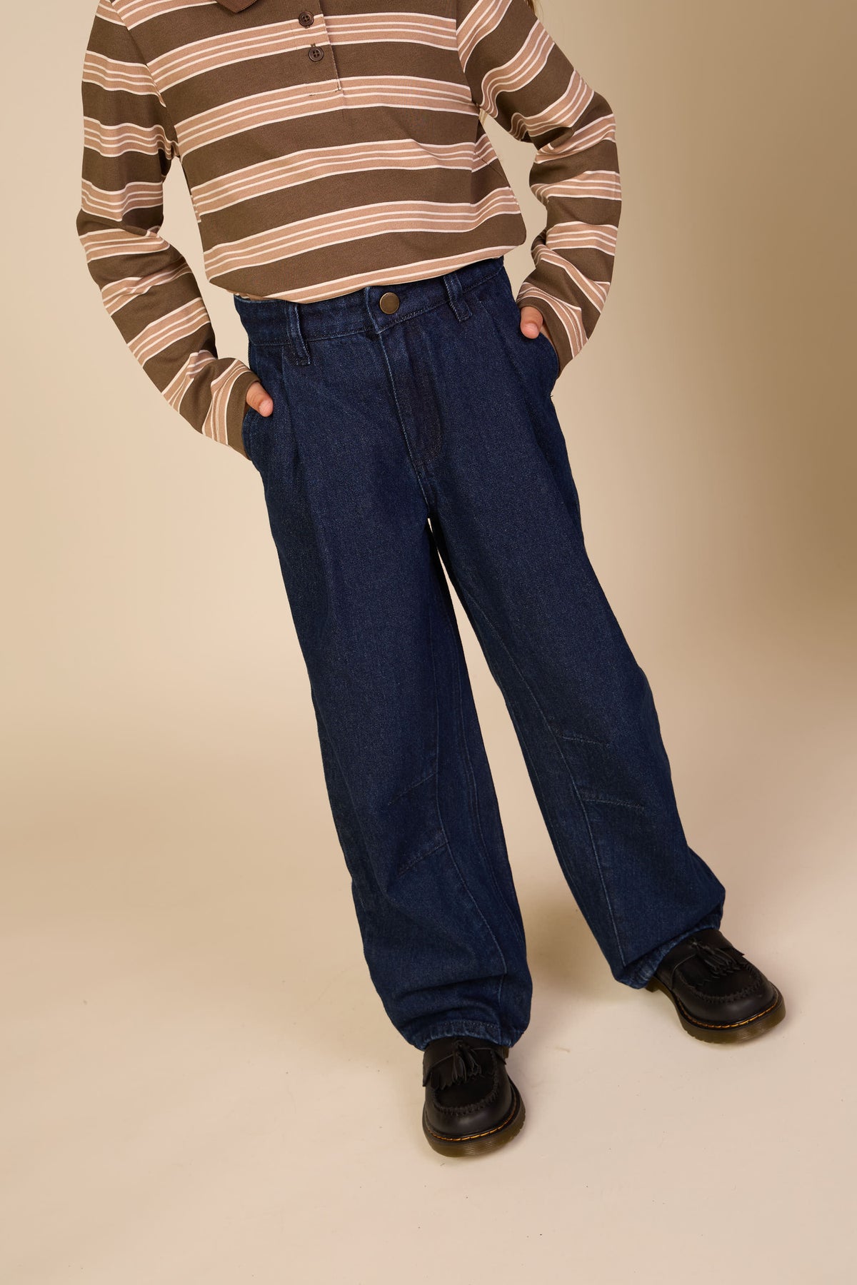 Wide-Leg Pleated Jeans - Tween - Dark Blue | 101648 Sadie