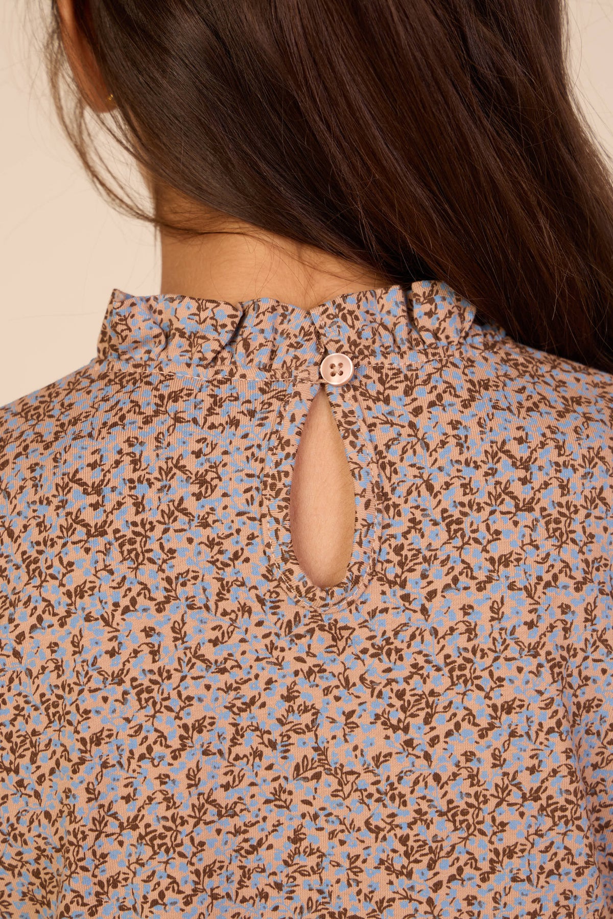 Printed Peplum Jersey Blouse - Kids - Blue/Brown | 101541 Heidi