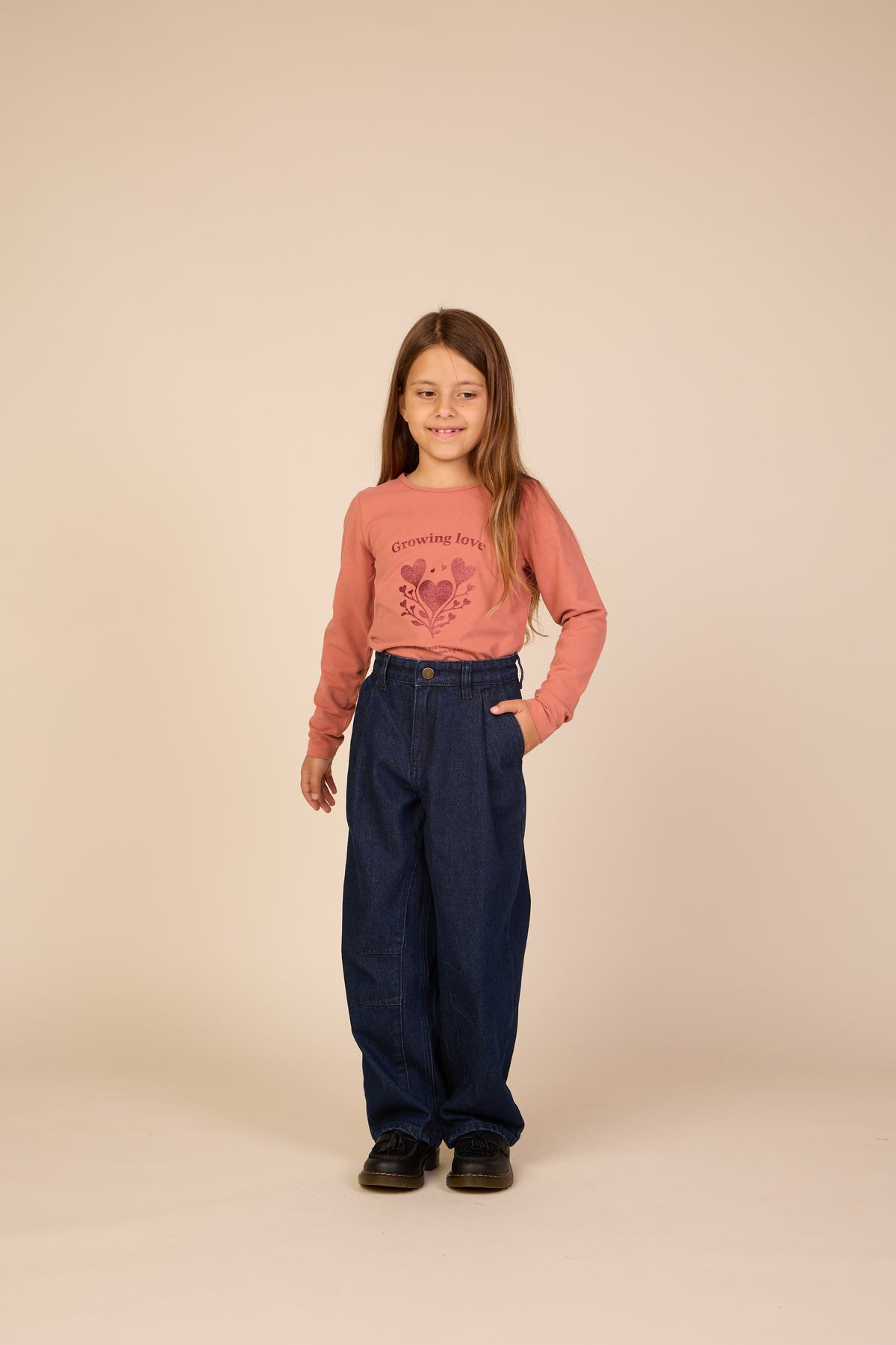 Long-Sleeve T-Shirt with Front Print - Tween - Dusty Rose | 101714 Piper
