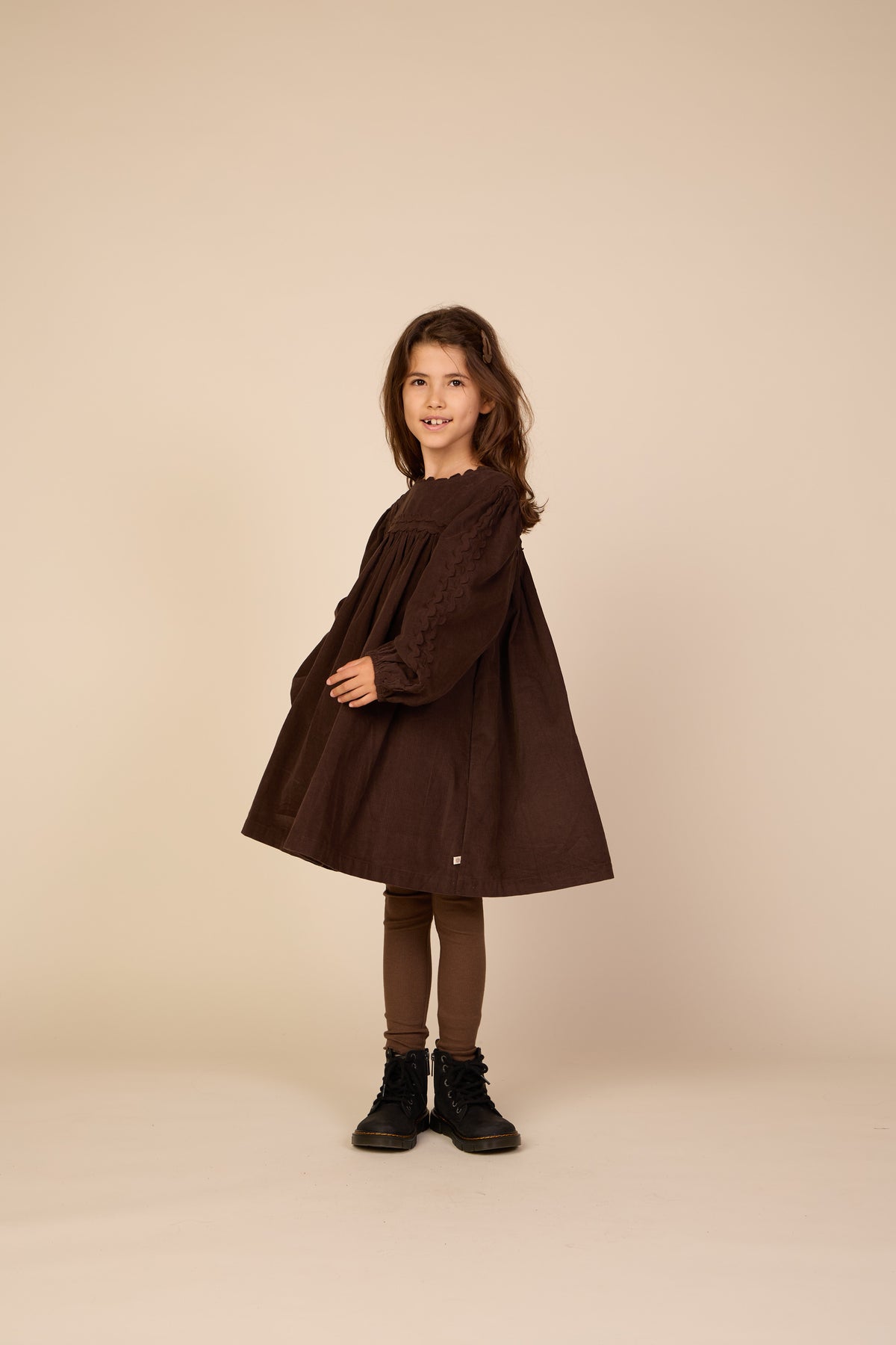 Ric Rac Corduroy Dress - Tween - Dark Brown | 101474 Sille