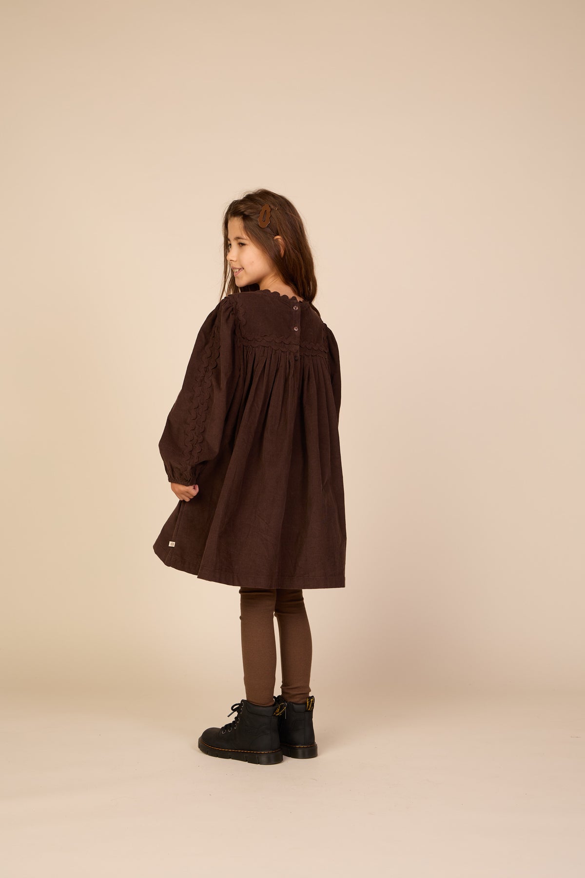 Ric Rac Corduroy Dress - Tween - Dark Brown | 101474 Sille
