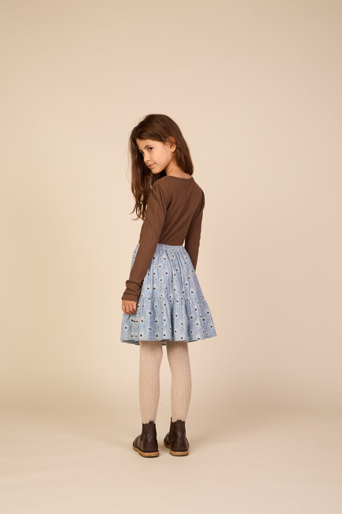 Floral Cotton Skirt - Tween - Blue/Brown | 101432 Nova