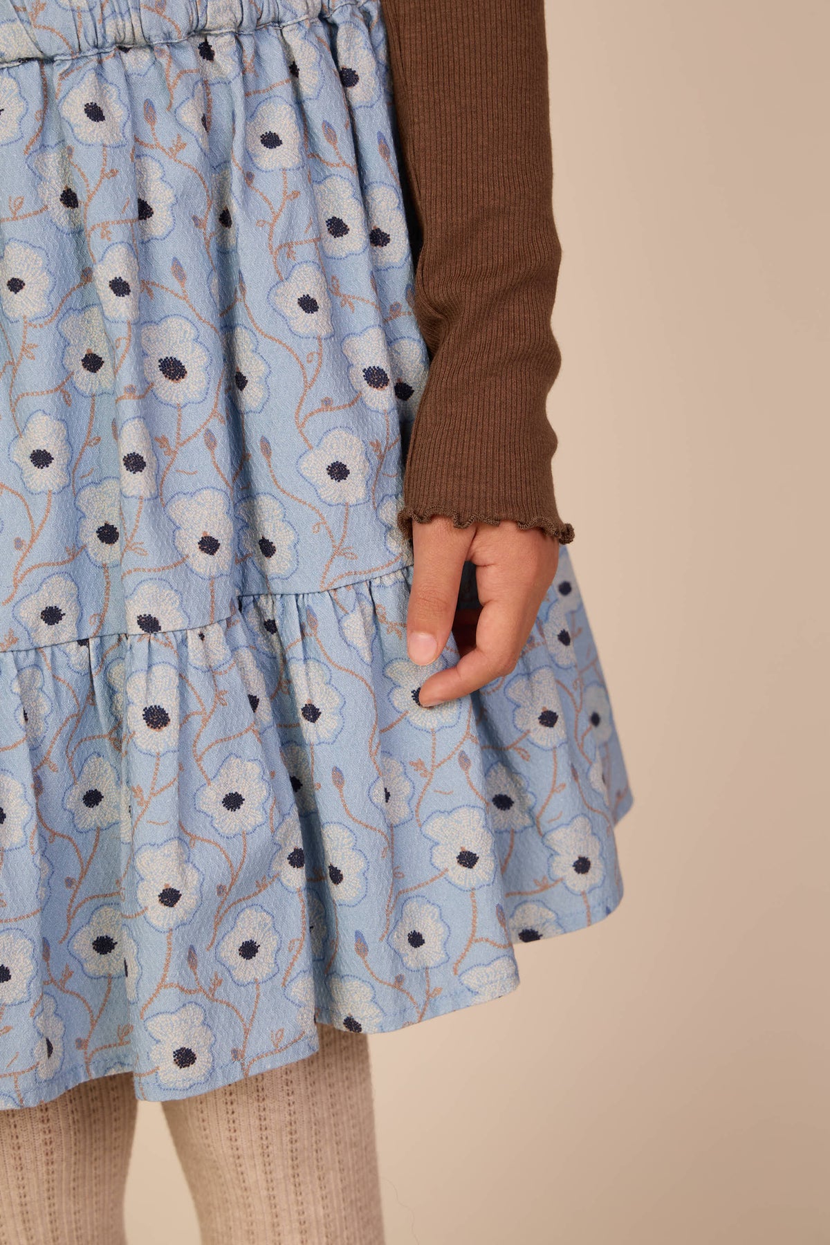 Floral Cotton Skirt - Kids - Blue/Brown | 101431 Nova