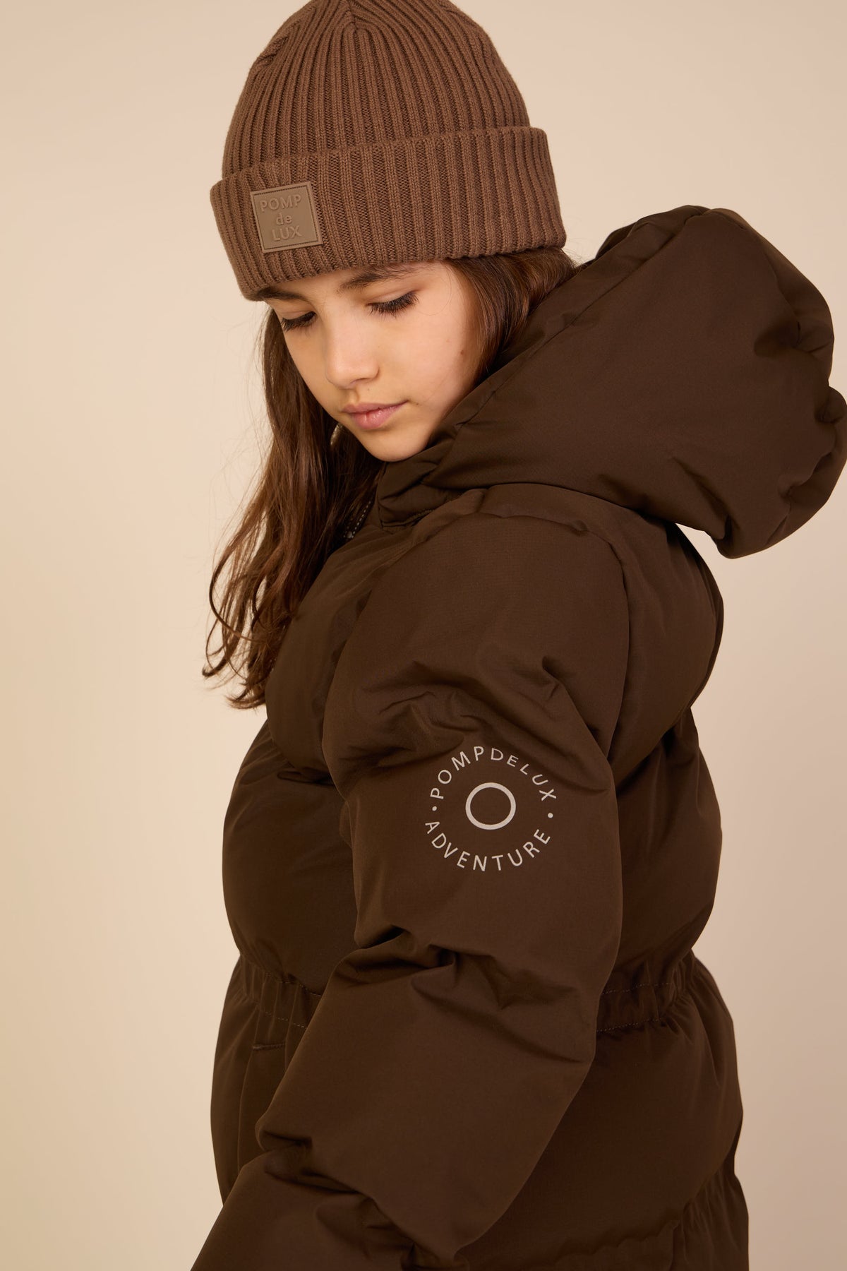 Winter Puffer Jacket with Drawstring - Tween - Dark Brown | 101414 Elenor