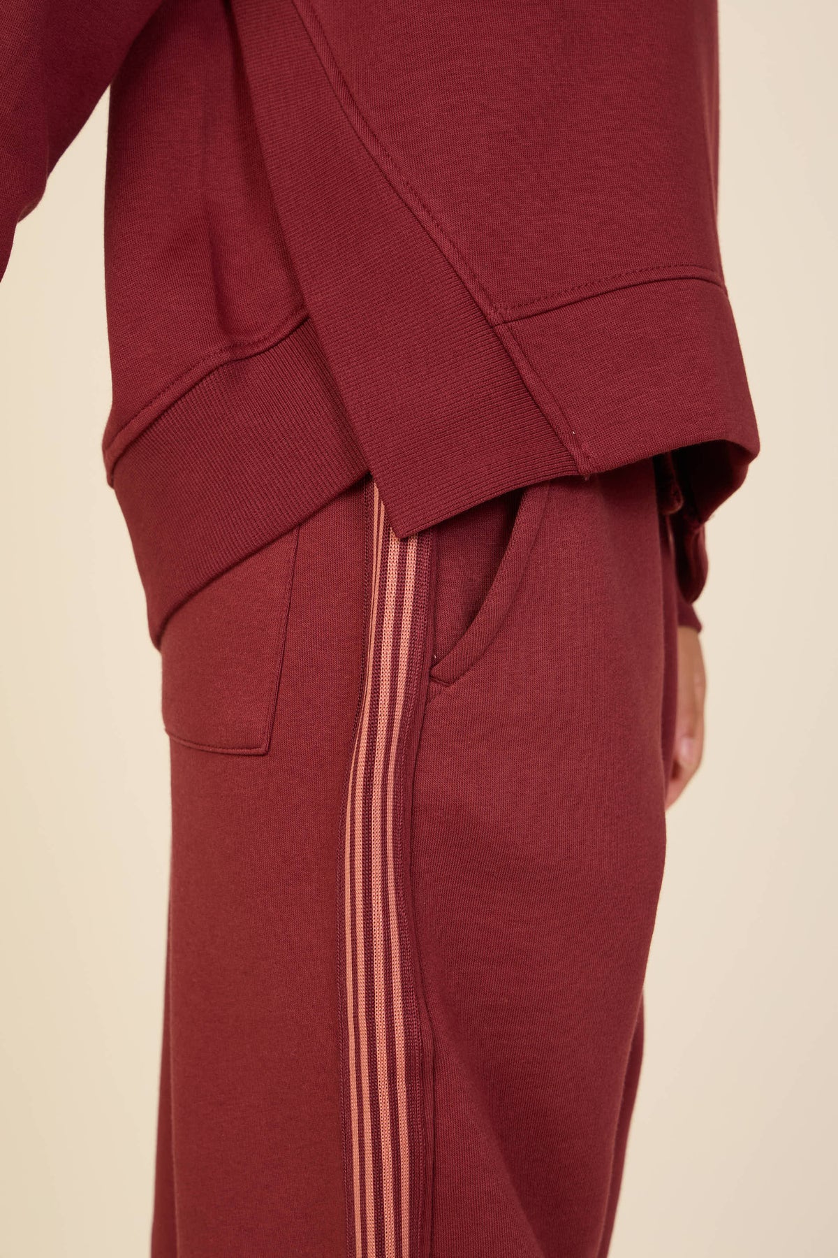 Rib Detail Sweatshirt - Tween - Bordeaux | 101625 Zoe