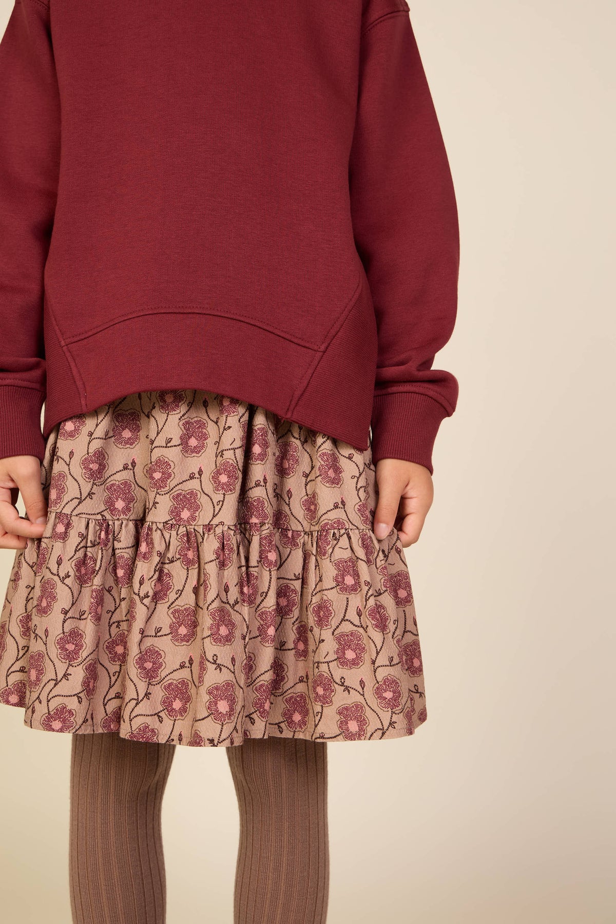 Floral Cotton Skirt - Tween - Rose/Bordeaux | 101430 Nova