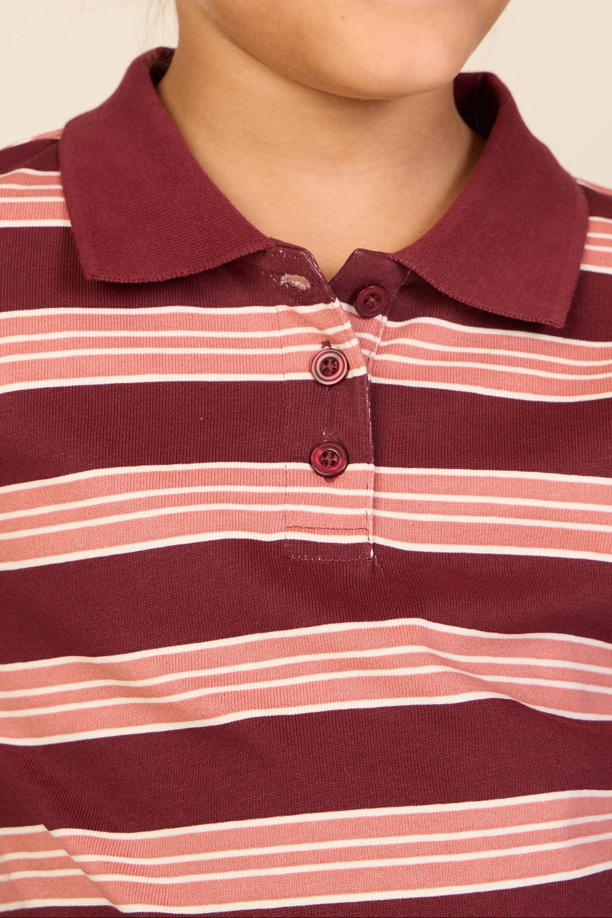 Striped Long-Sleeve Jersey Polo - Kids - Bordeaux | 101697 Hope