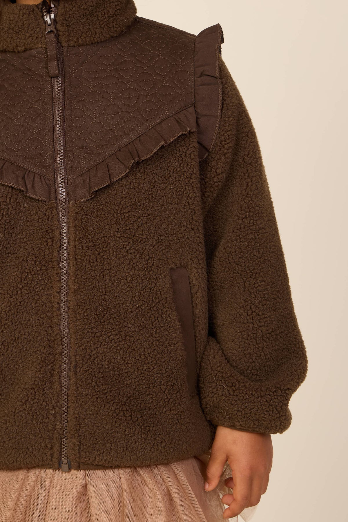 Quilted Yoke Teddy Jacket - Kids - Dark Brown | 101683 Hailey