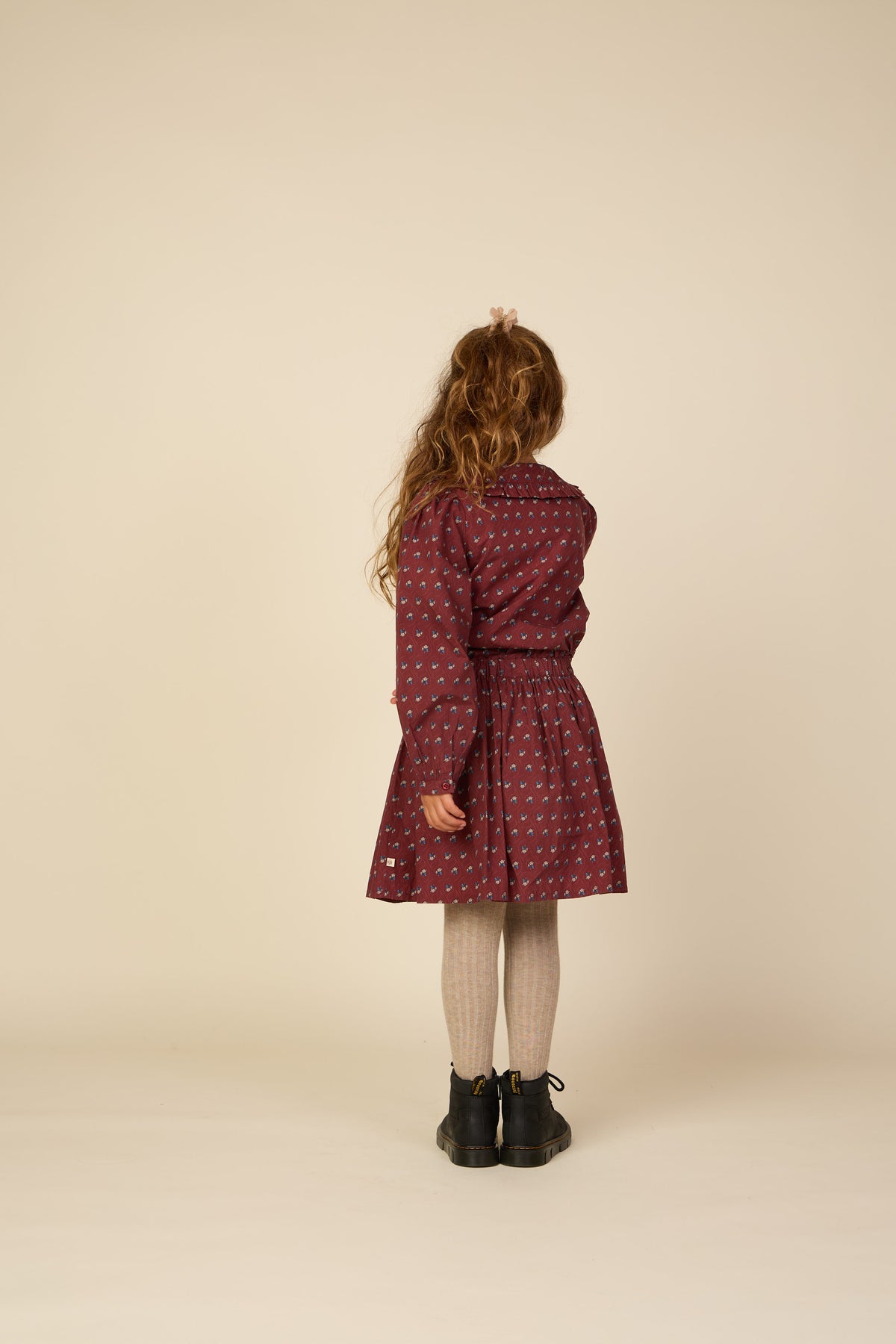 Frill Pocket Poplin Skirt - Tween - Bordeaux Flowerprint | 101448 Julia
