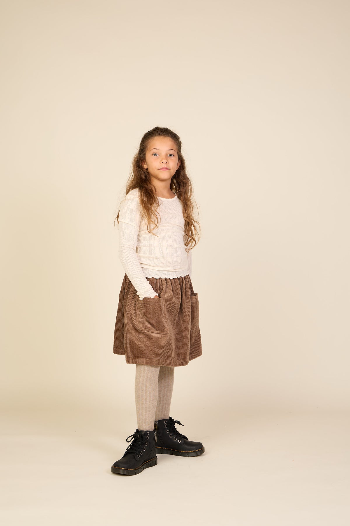 Long-Sleeve Cotton-Modal Pointelle T-Shirt - Tween - Offwhite | 101609 Ruby