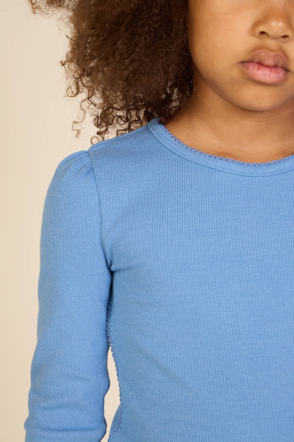 Ribbed Modal-Blend Long-Sleeve T-Shirt - Tween - Dusty Blue | 101564 Lottie