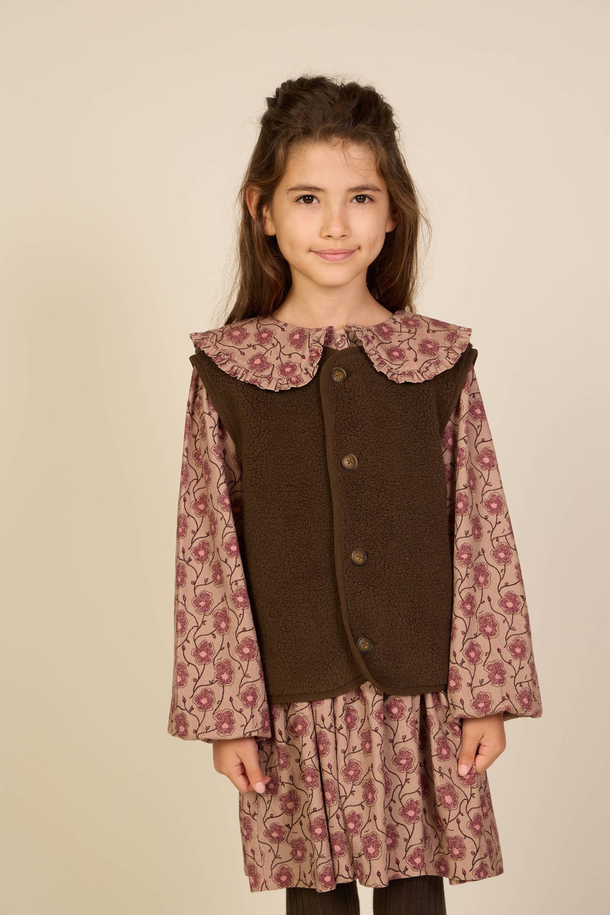 Floral Cotton Dress with Collar - Tween - Rose/Bordeaux | 101426 Nova