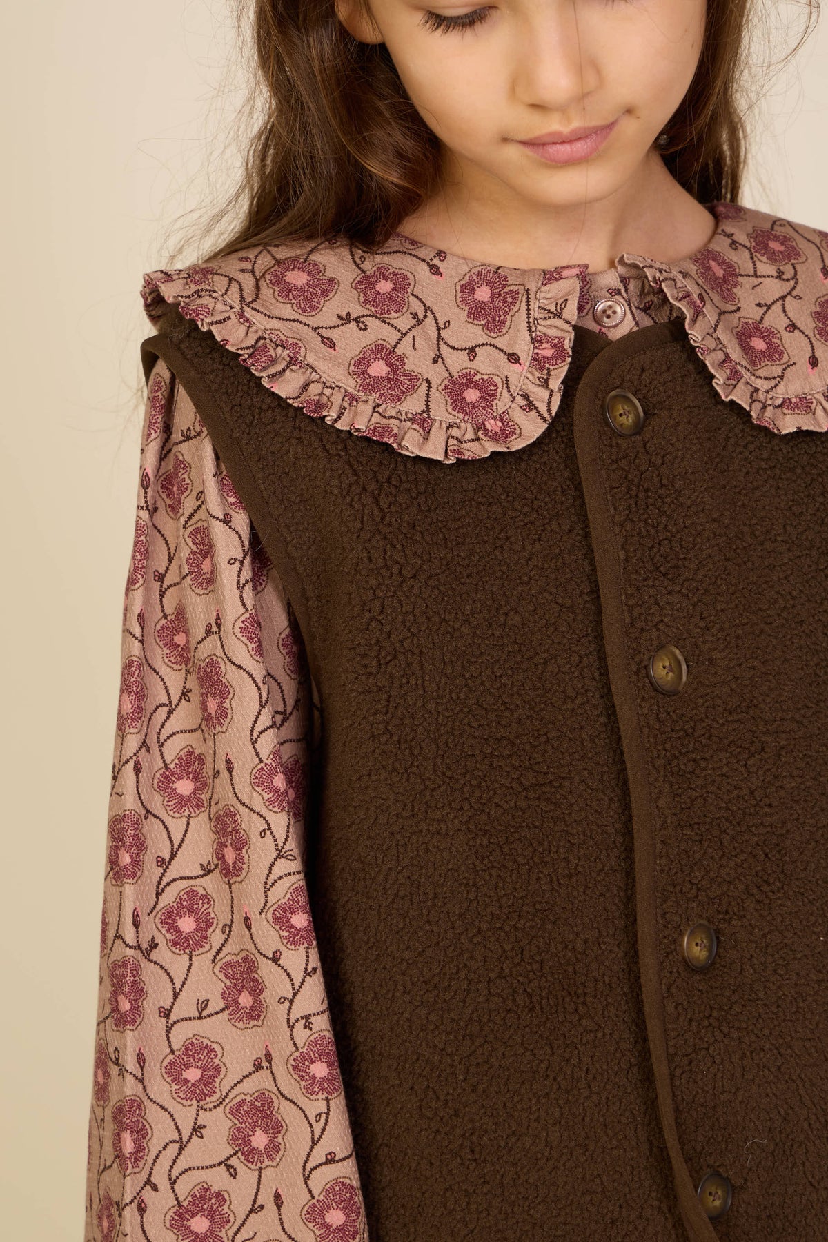 Floral Cotton Dress with Collar - Tween - Rose/Bordeaux | 101426 Nova