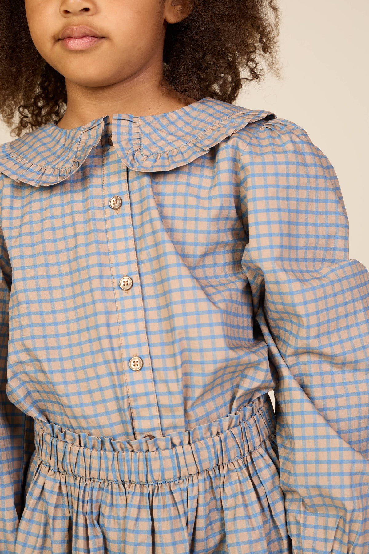 Frill Pocket Poplin Skirt - Tween - Blue Check | 101446 Julia