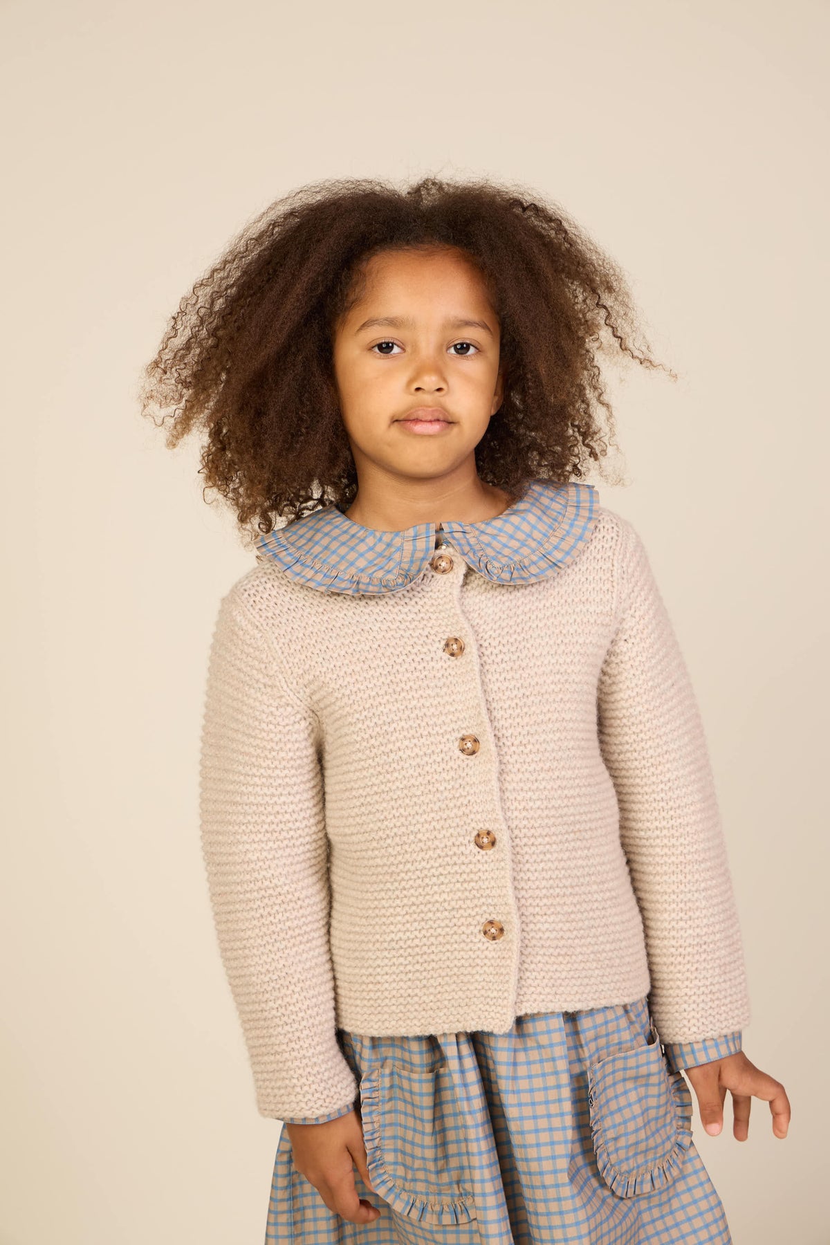 Wool Knit Cardigan - Tween - Caffe Latte Melange | 100875 Maya