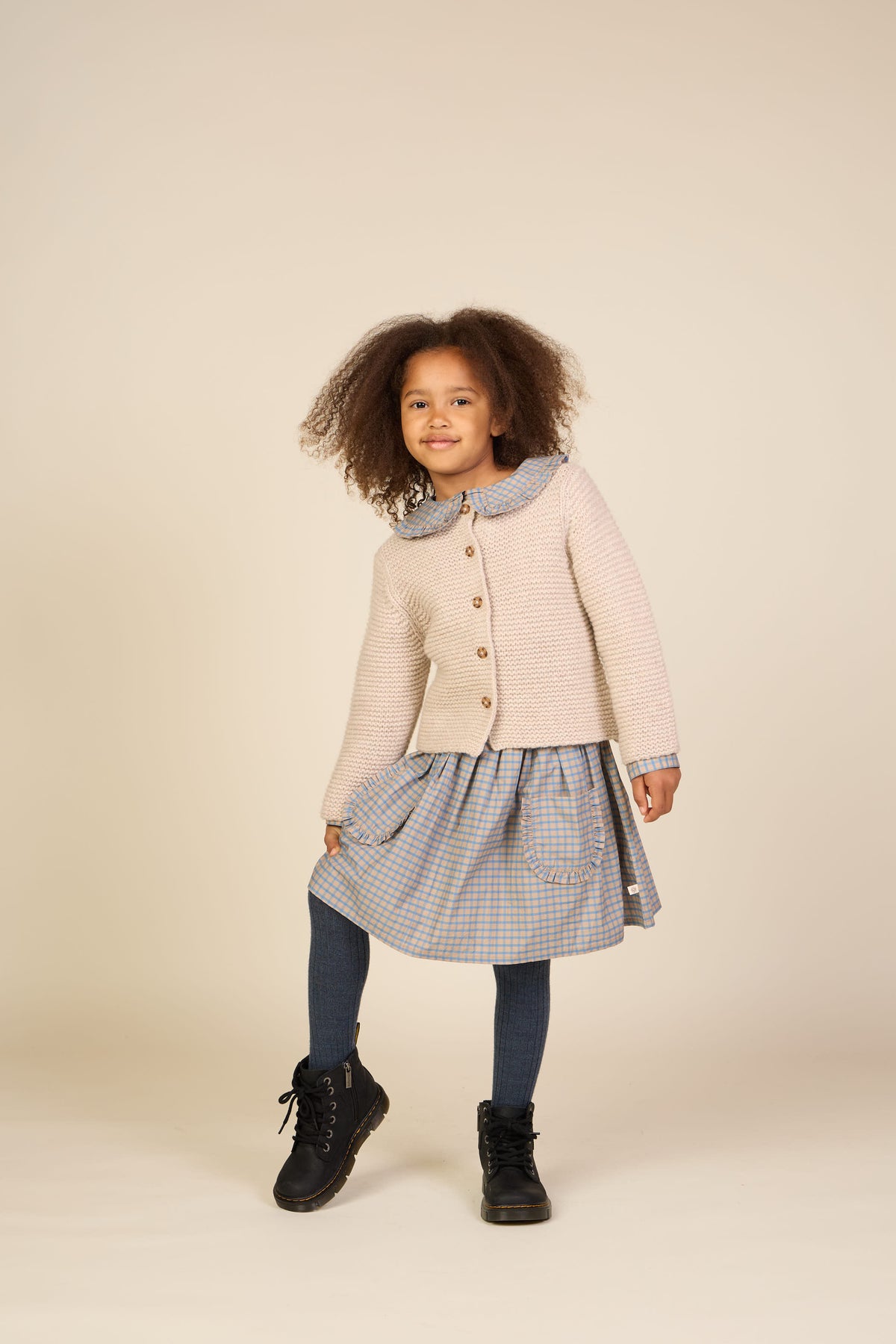 Wool Knit Cardigan - Tween - Caffe Latte Melange | 100875 Maya